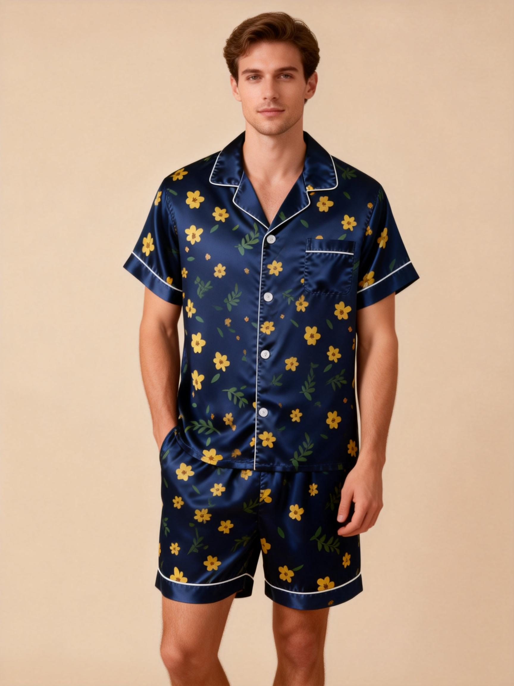 Couple’s Silky Satin Sleepwear – Classic Short Pajama Set