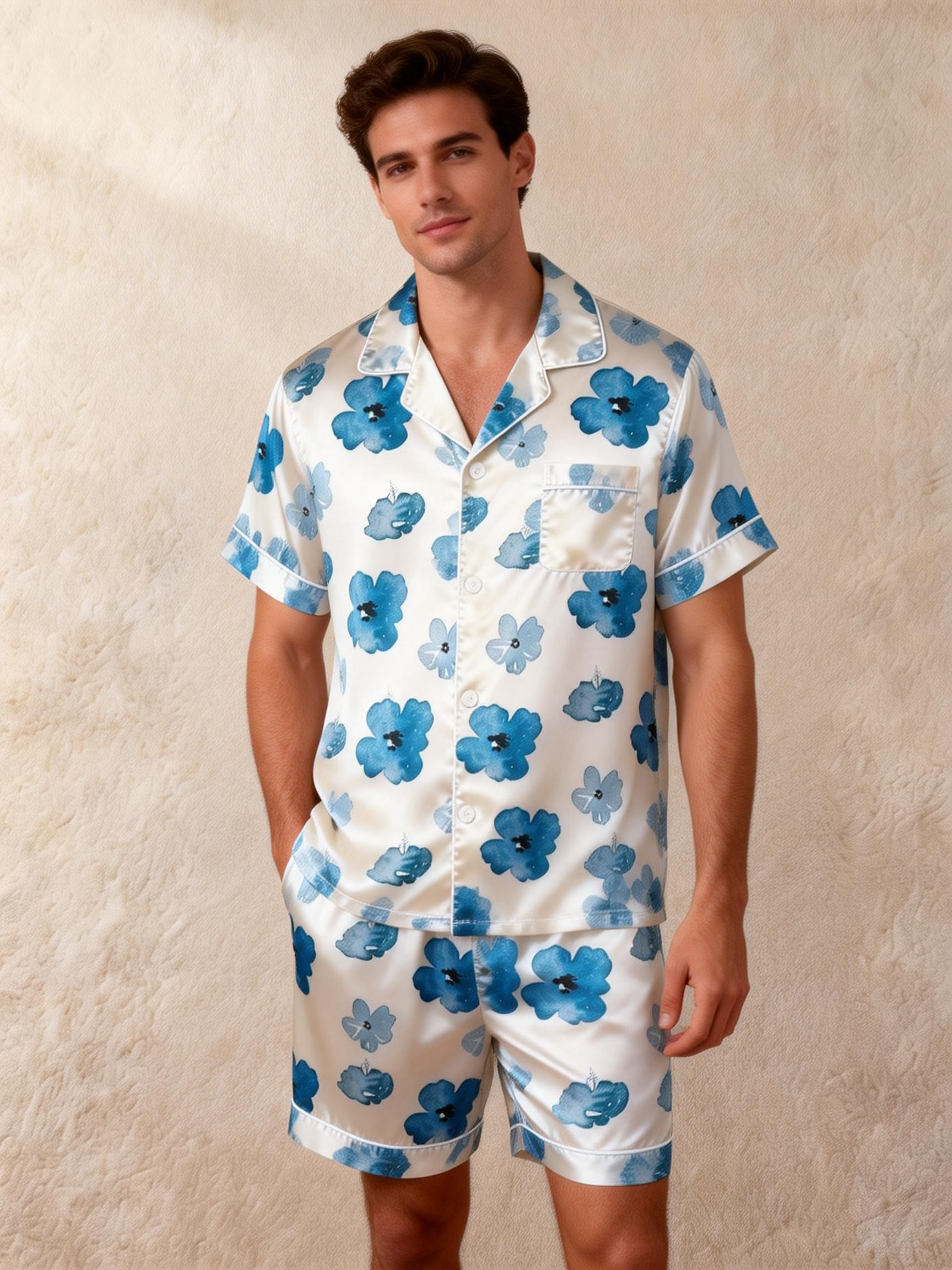 Silky Satin Matching Pajamas – Couple Short Set