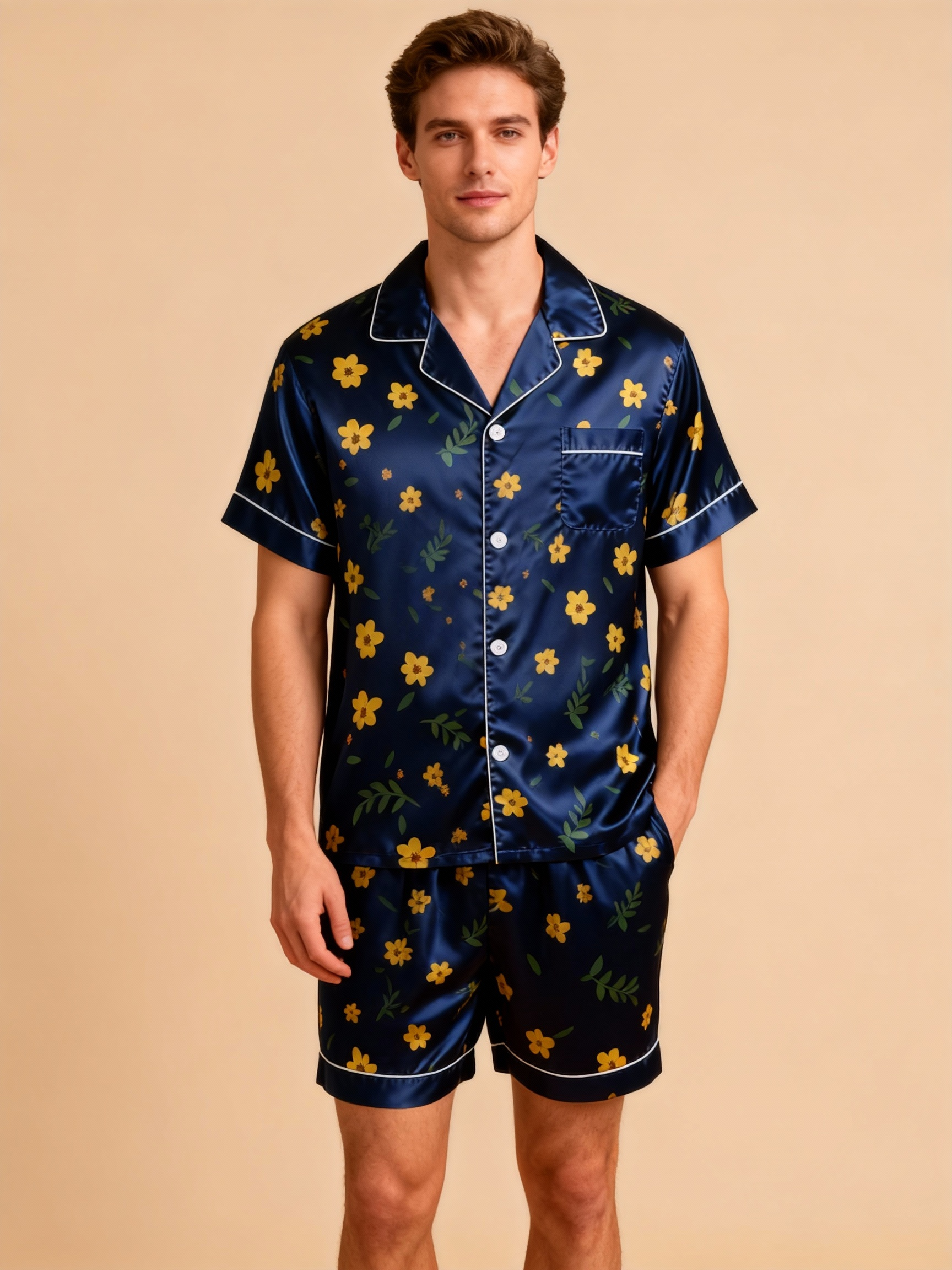 Couple’s Silky Satin Sleepwear – Classic Short Pajama Set