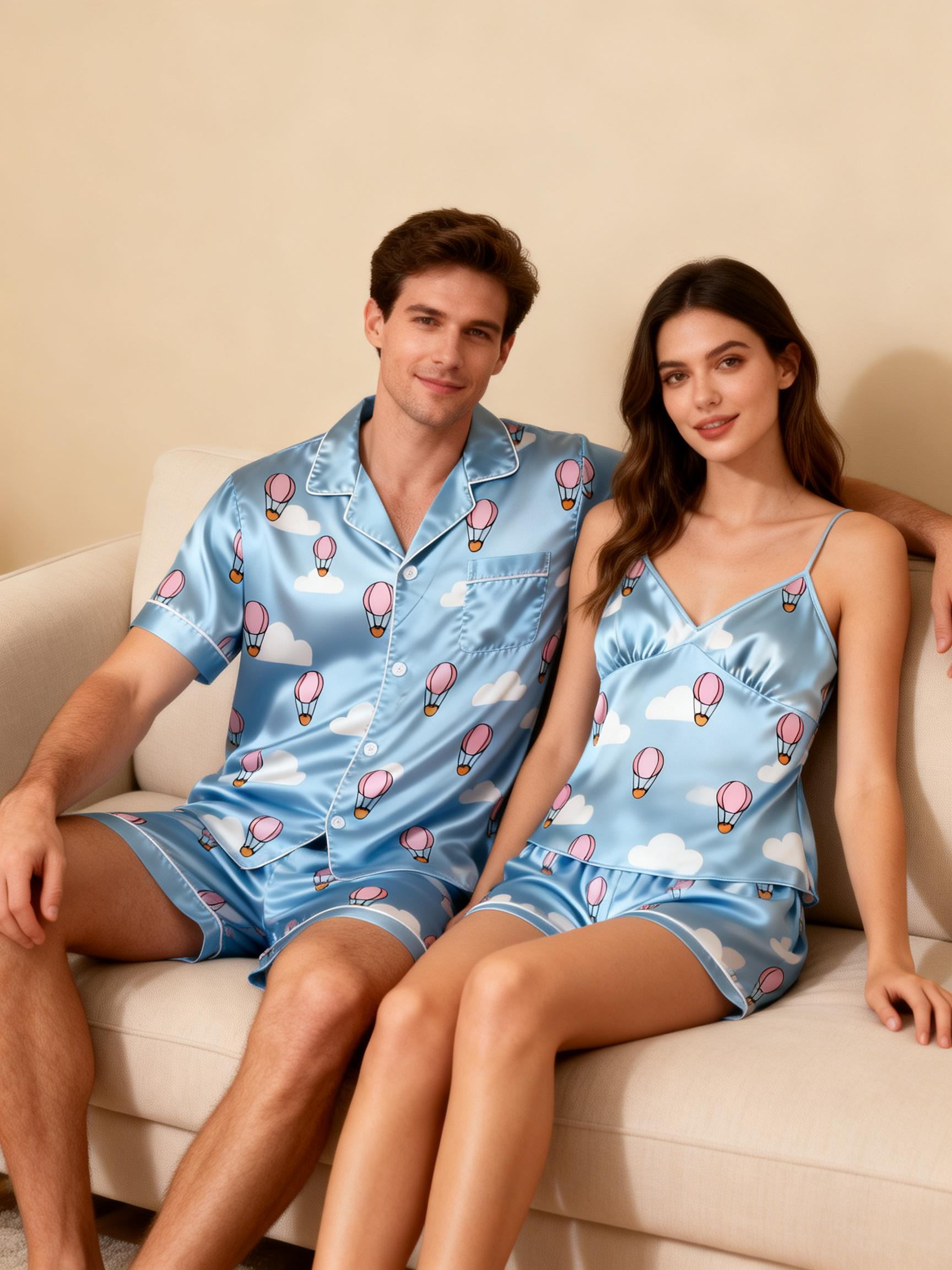 Silky Satin Pajama Short Set – Luxurious Couple Gift