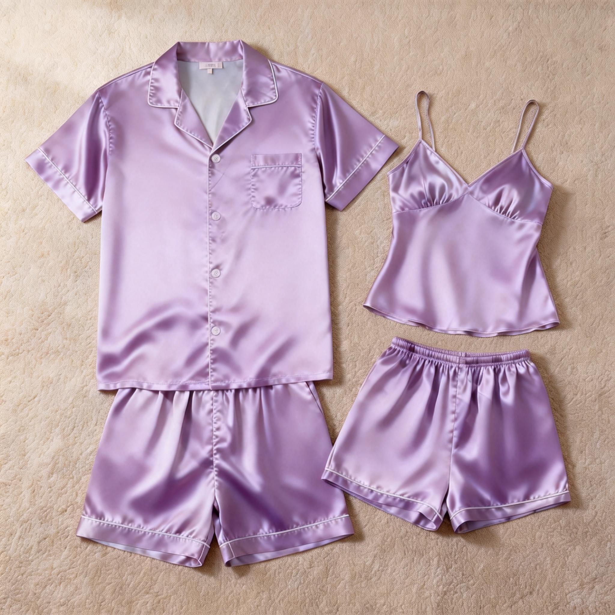 Silky Satin Solid Sleep Set for Couples-Mauve
