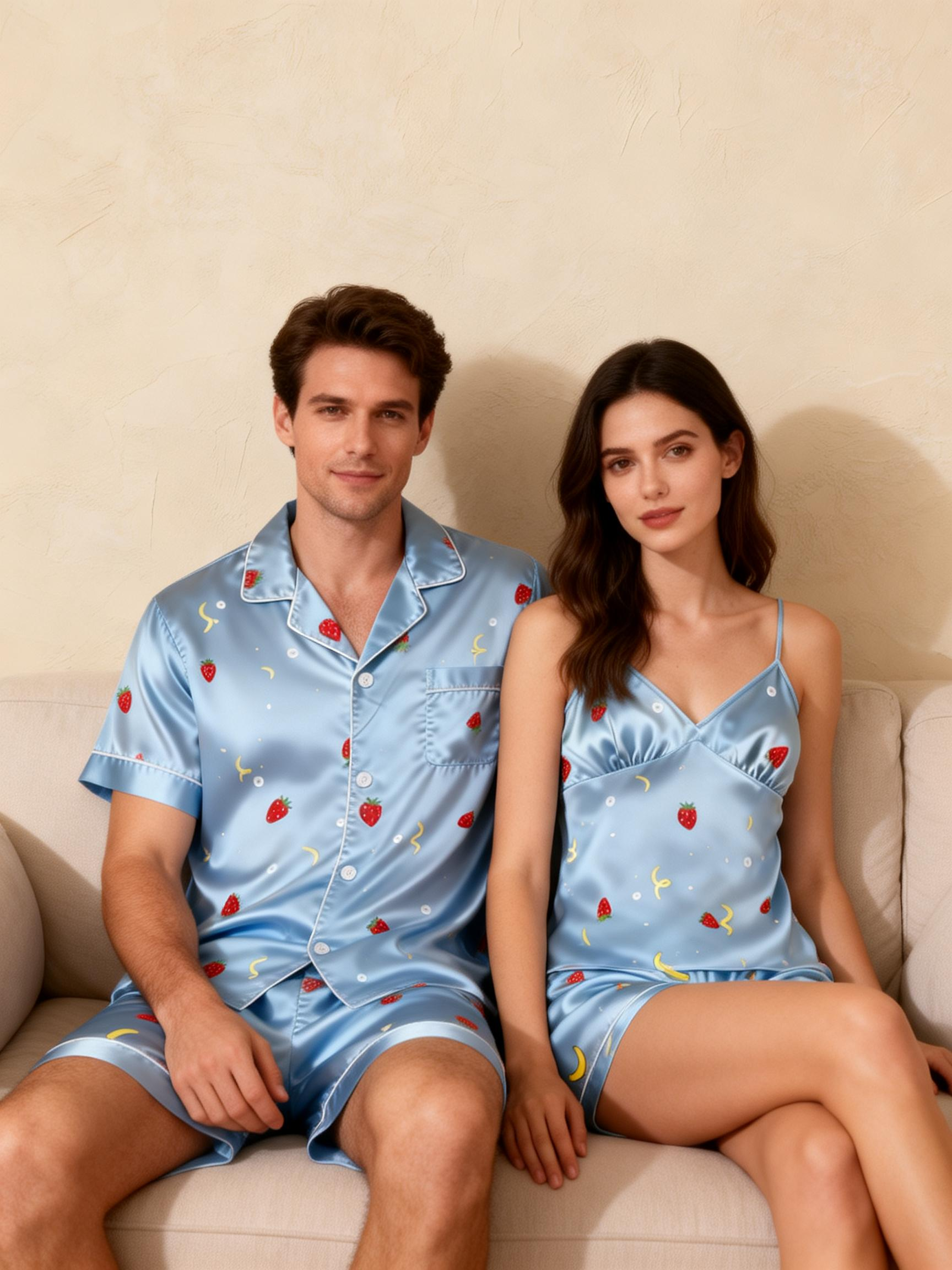 Couple’s Silky Night Outfit – Satin Pajama Short Set