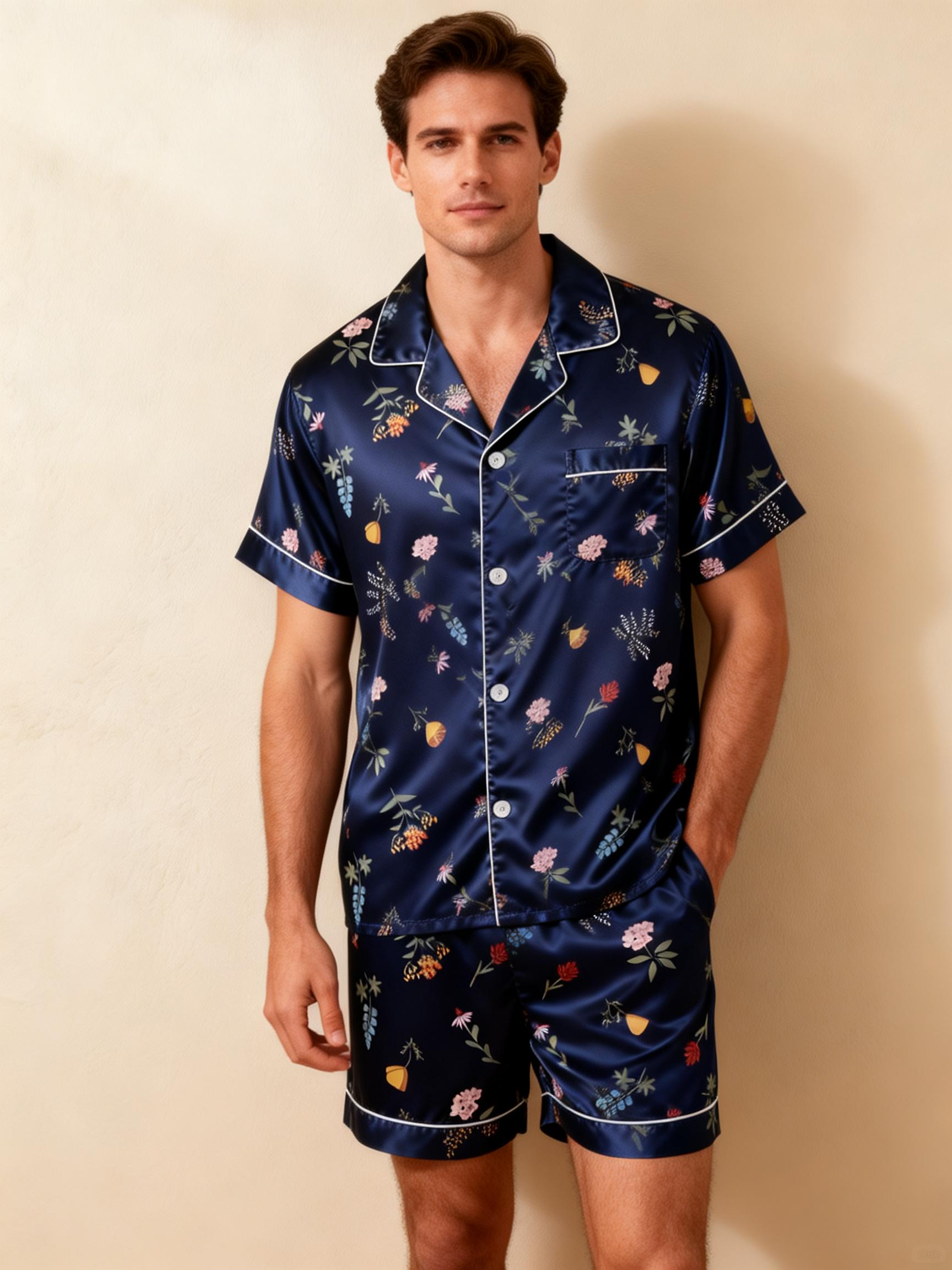 Couple’s Silky Bedtime Pajamas – Satin Sleep Shorts