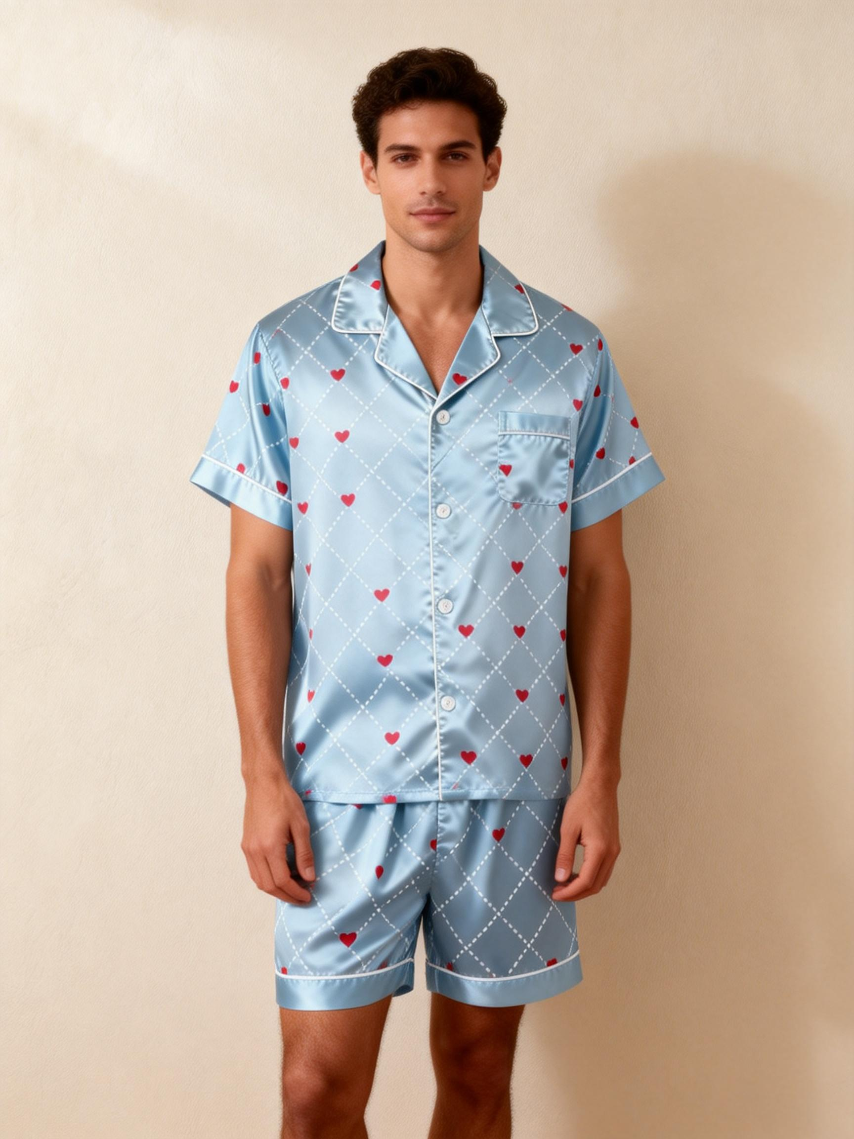 Silky Smooth Classic Pajamas for Couples – Satin Short Set
