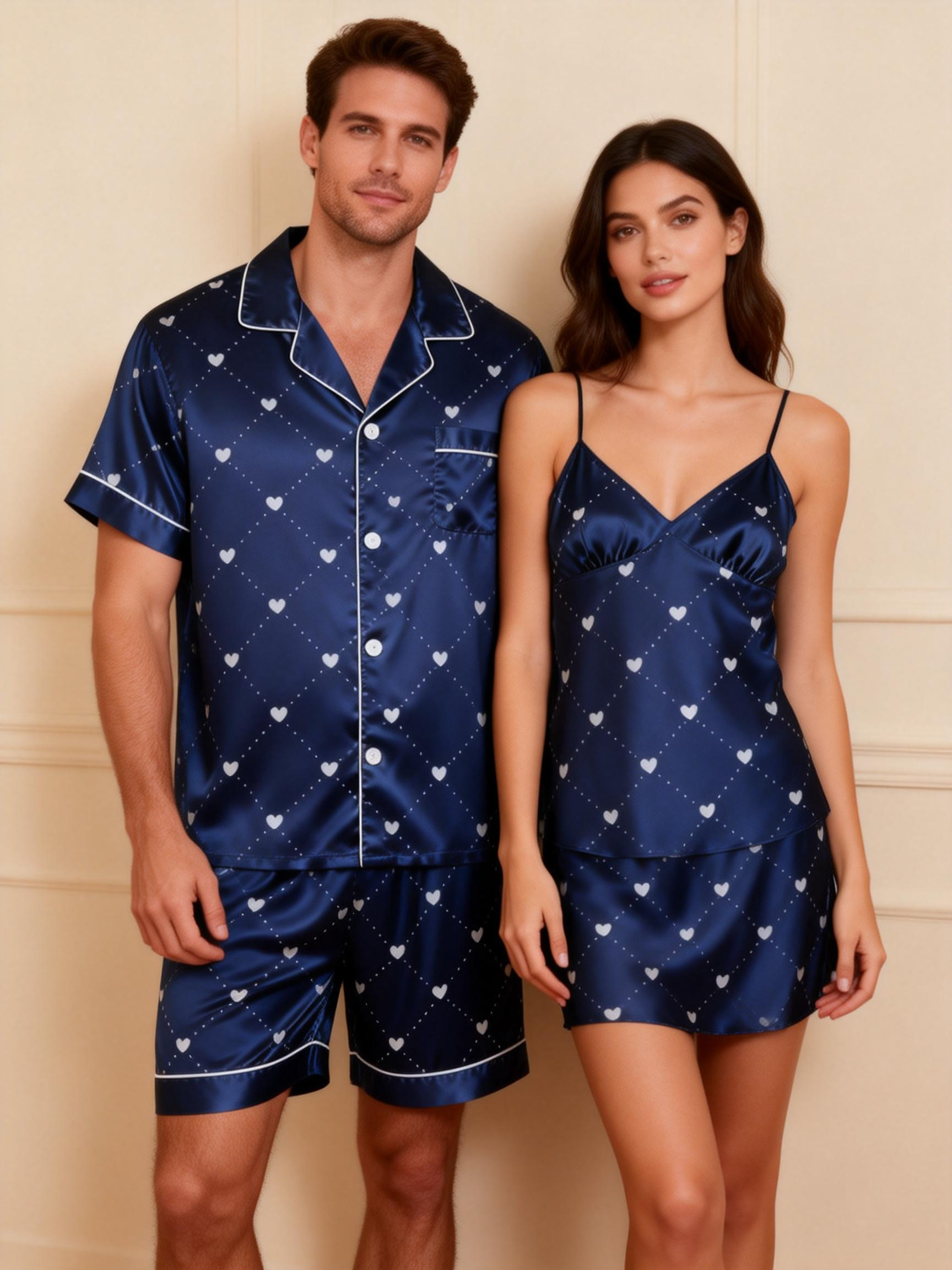 Matching Silky Pajamas for Two – Satin Short Set