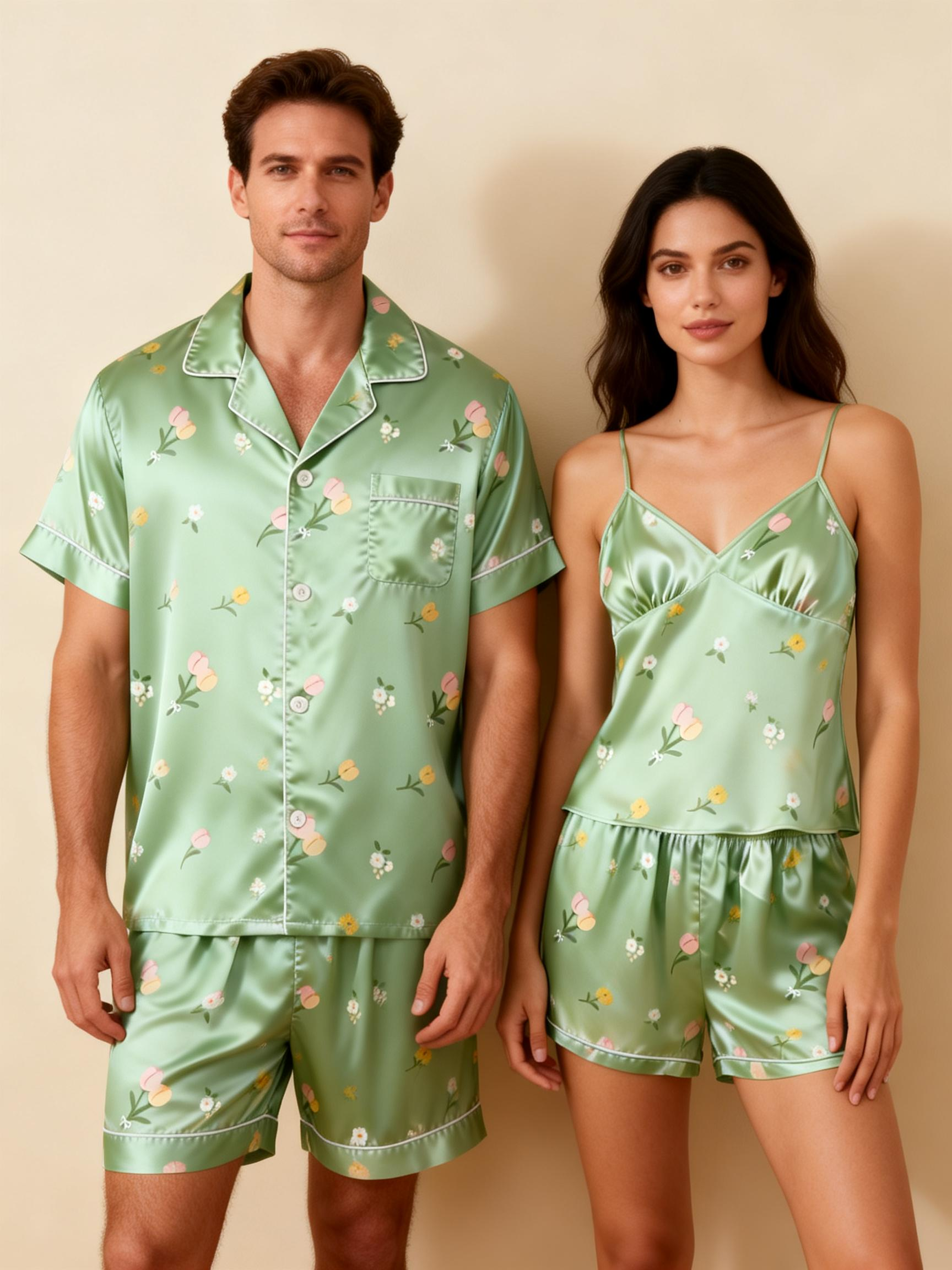 Silky Satin Pajama Shorts for Two – Romantic Sleep Set