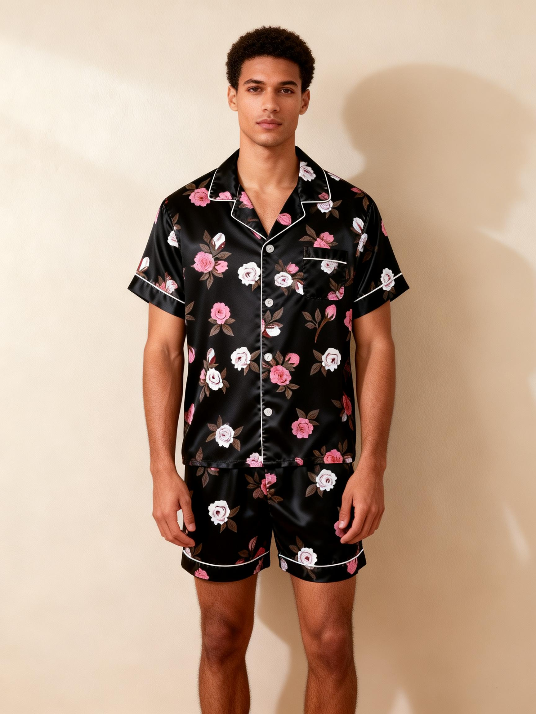 Matching Silky Sleep Set for Couples – Satin Short Style