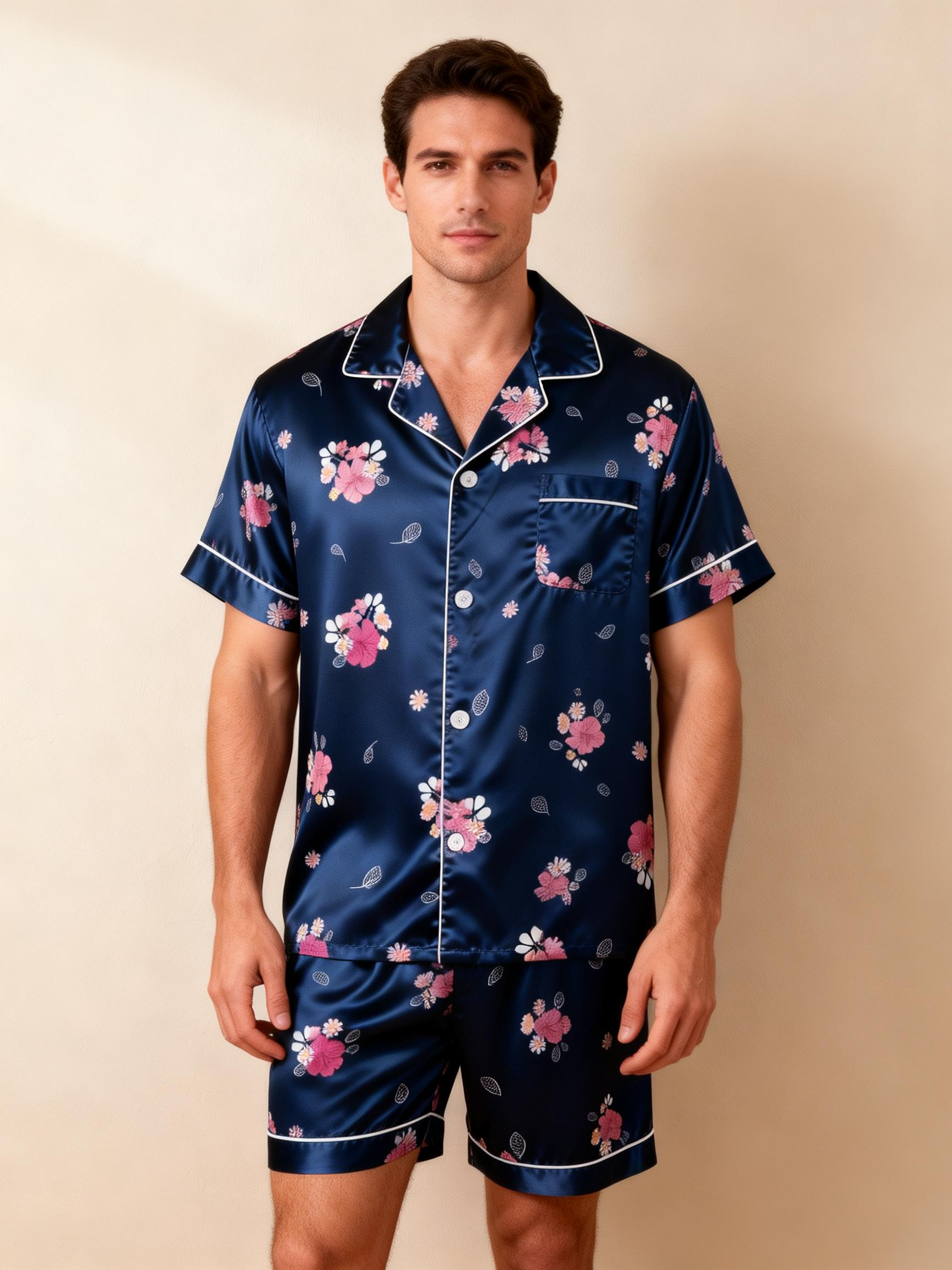 Silky Satin Couple Pajamas – Soft & Shimmery Sleepwear