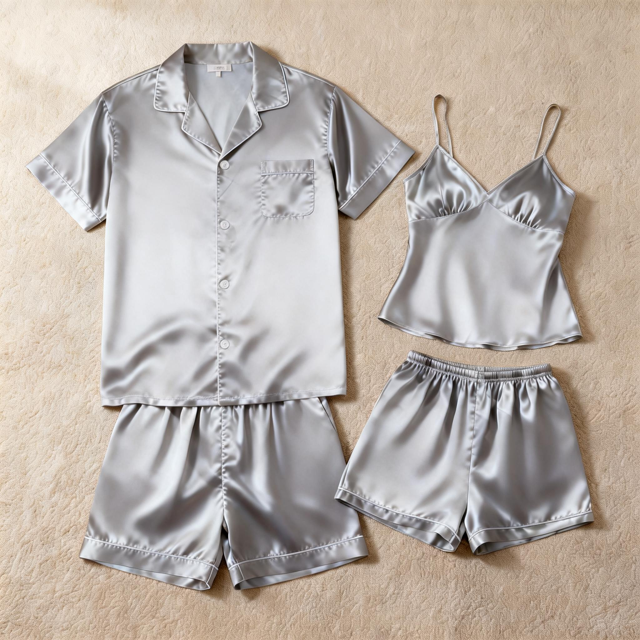 Silky Satin Solid Sleep Set for Couples-Purple