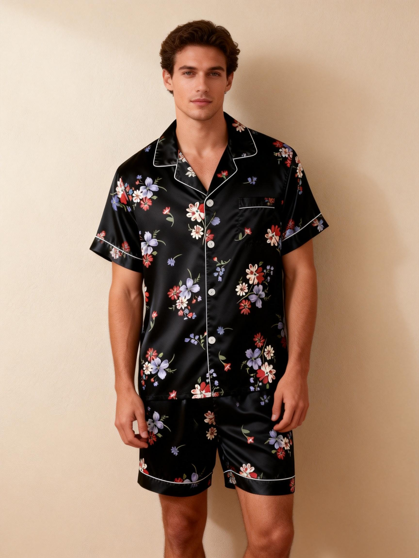 Silky Satin Couple Sleep Set – Short & Stylish