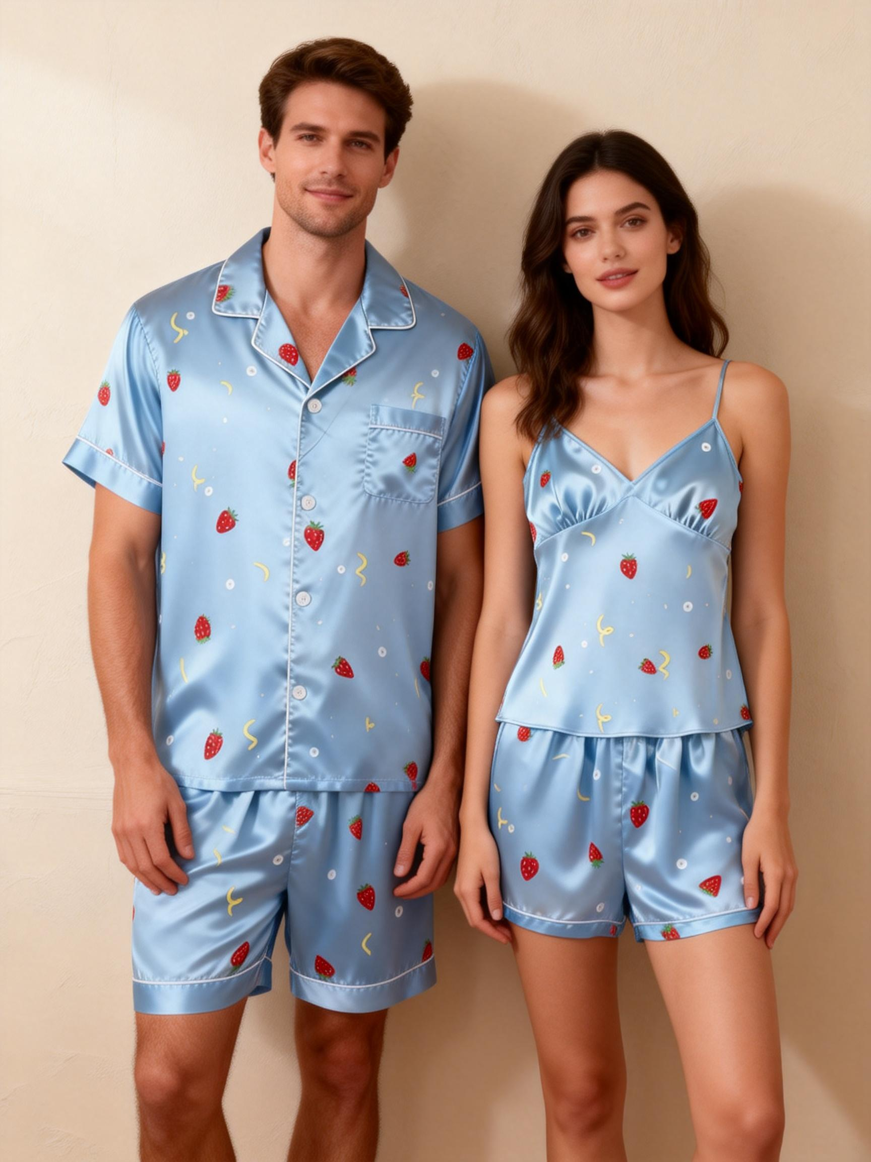 Couple’s Silky Night Outfit – Satin Pajama Short Set