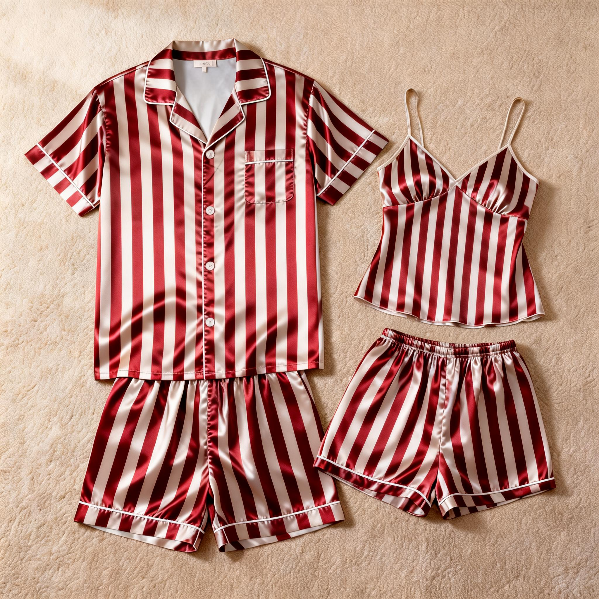 Striped Printed Silky Satin Pajamas for Couples – Chic & Comfortable