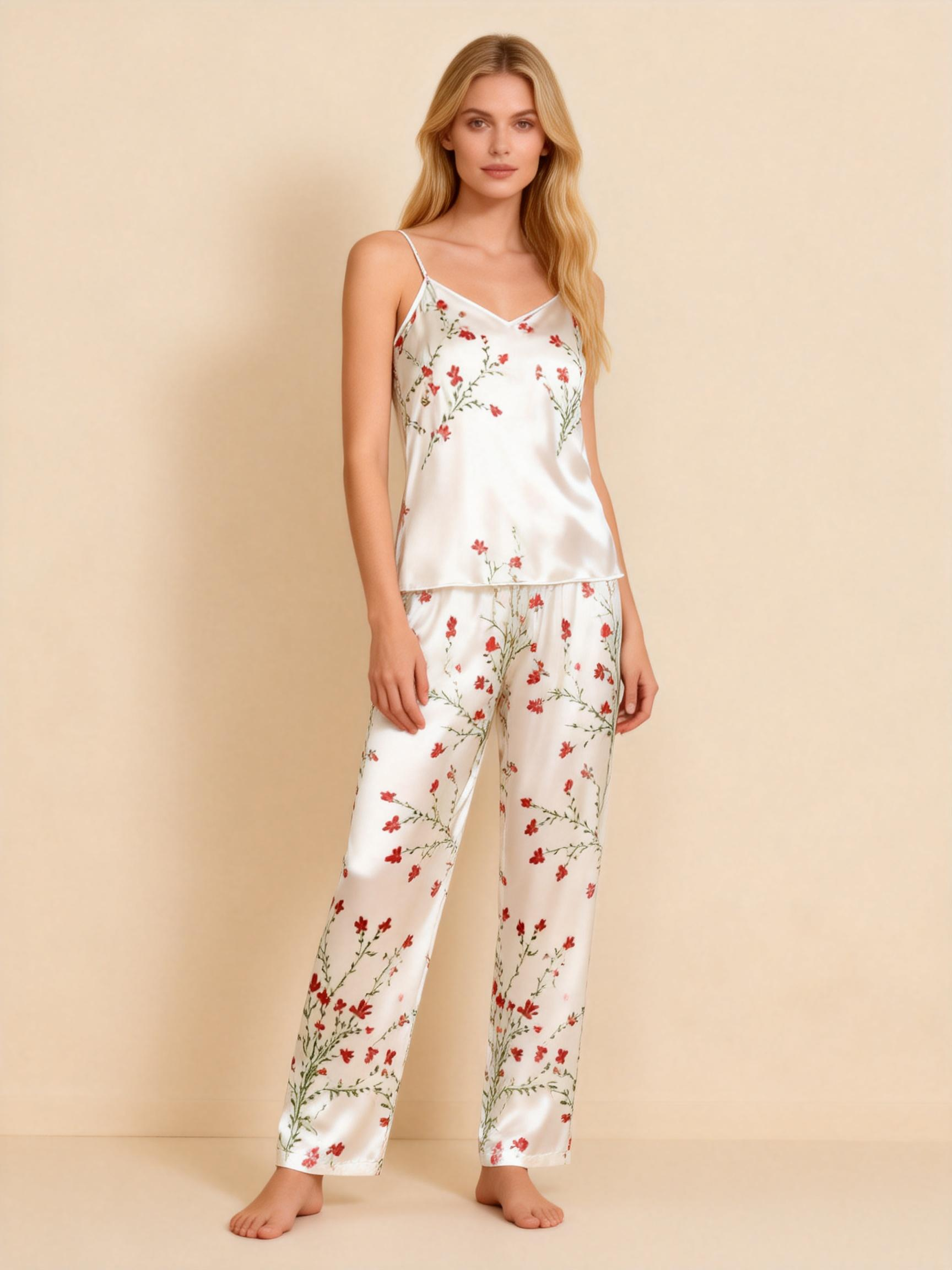 Satin 3-Piece Opulent Floral Sleepwear Set for Women