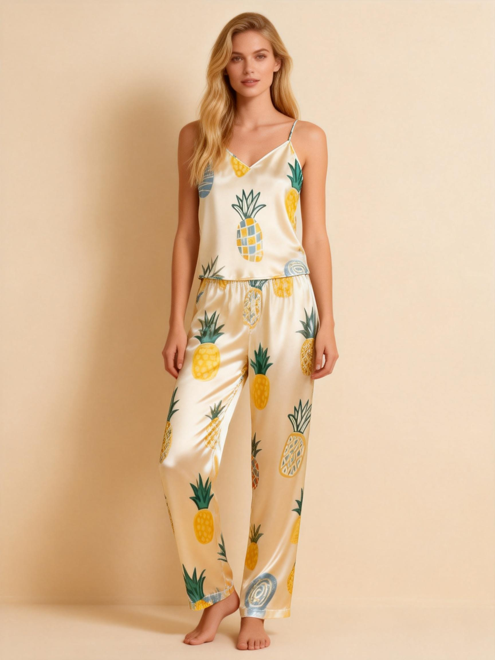 Women's 3-Piece Juicy Fruit Satin Loungewear