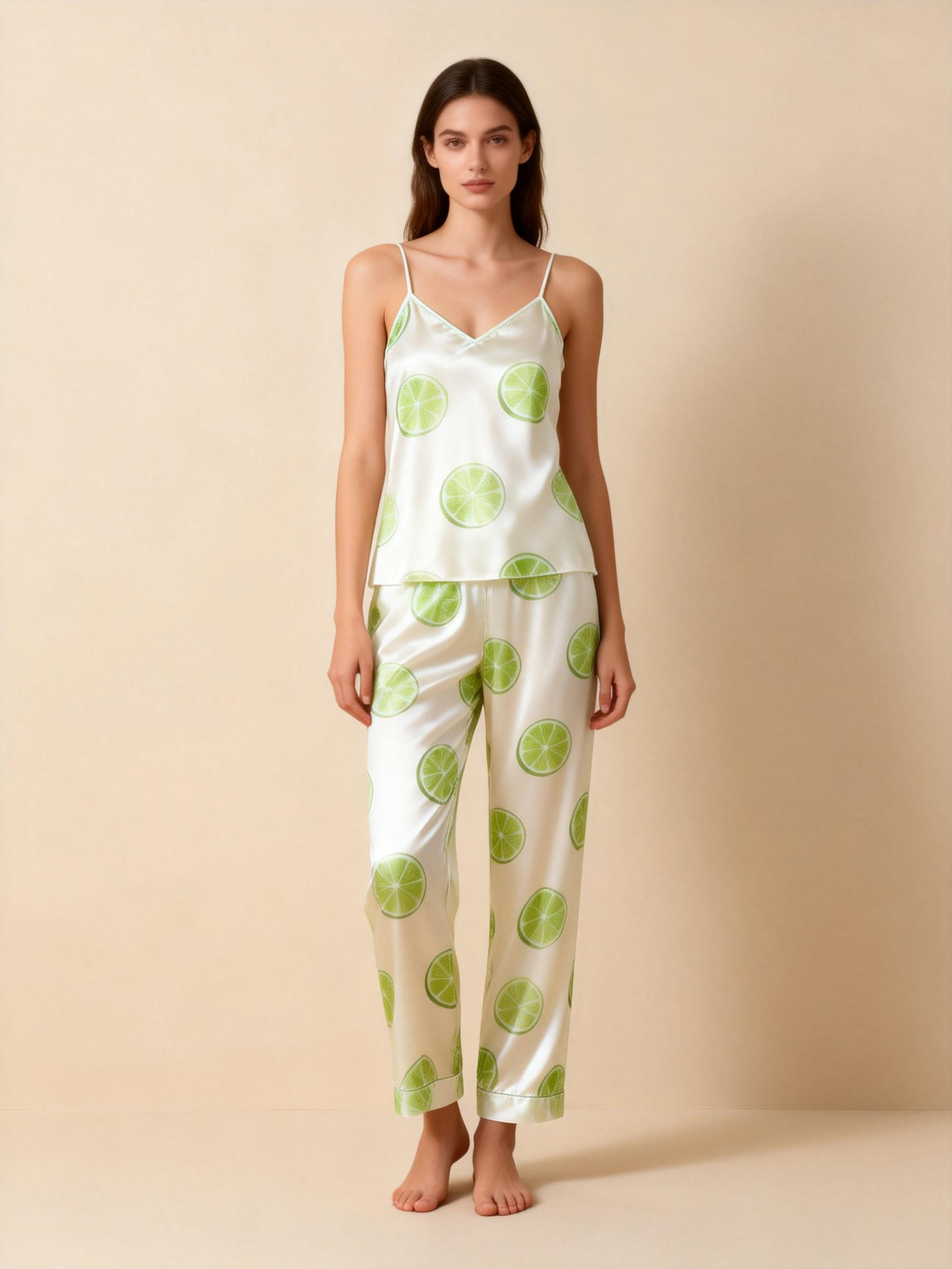 Satin 3-Piece Juicy Fruits Sleepwear Set for Women