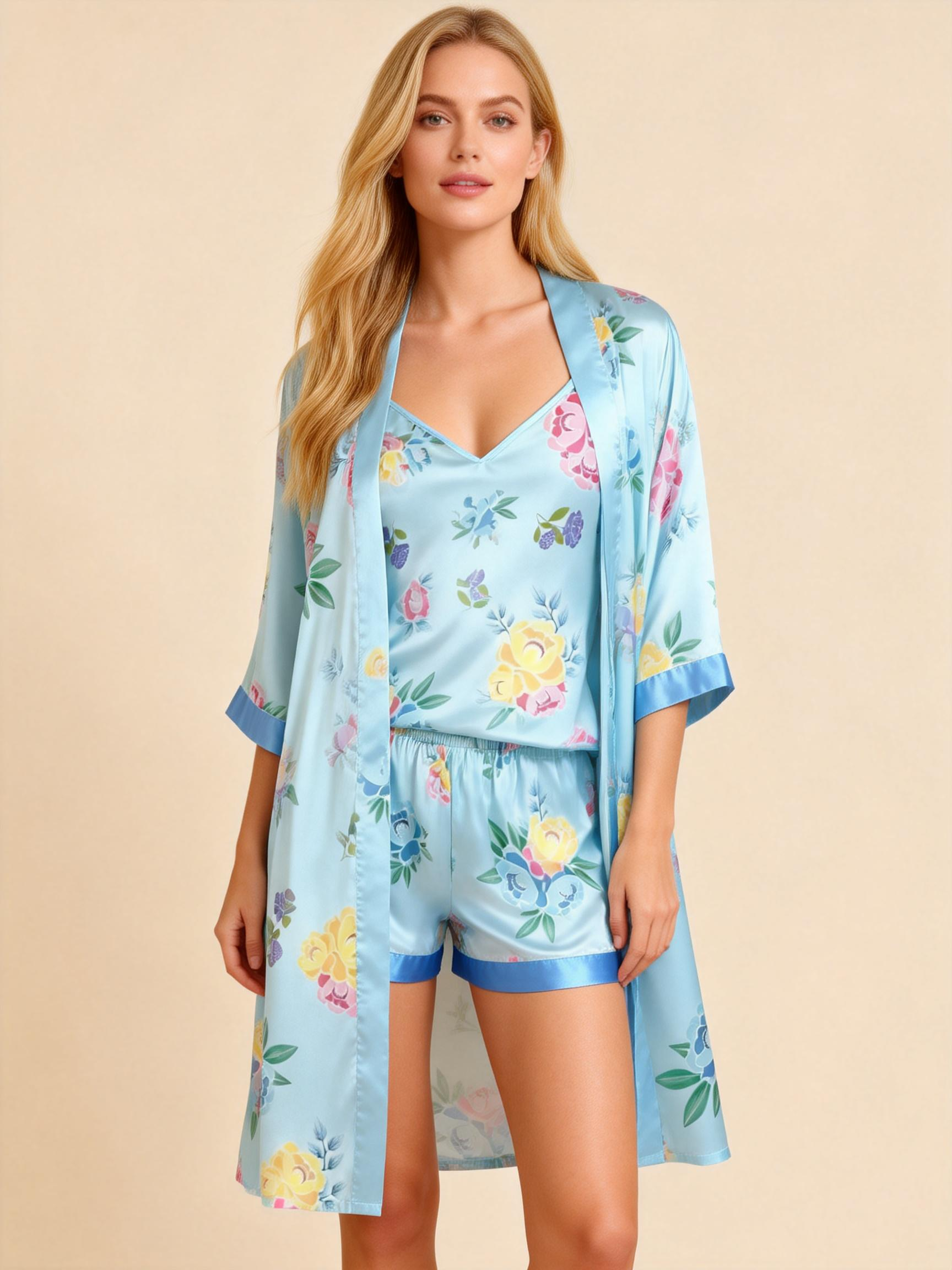 Women's Premium Satin Sleep Set with Elegant Blue