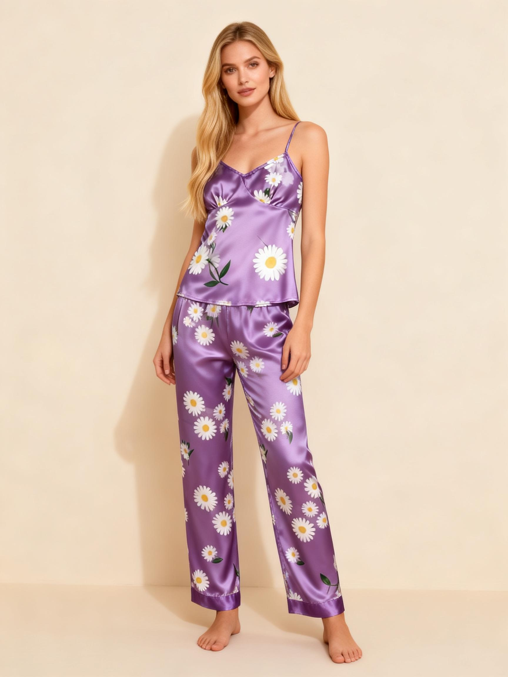 Women's 3-Piece Dreamy Purple Satin Loungewear