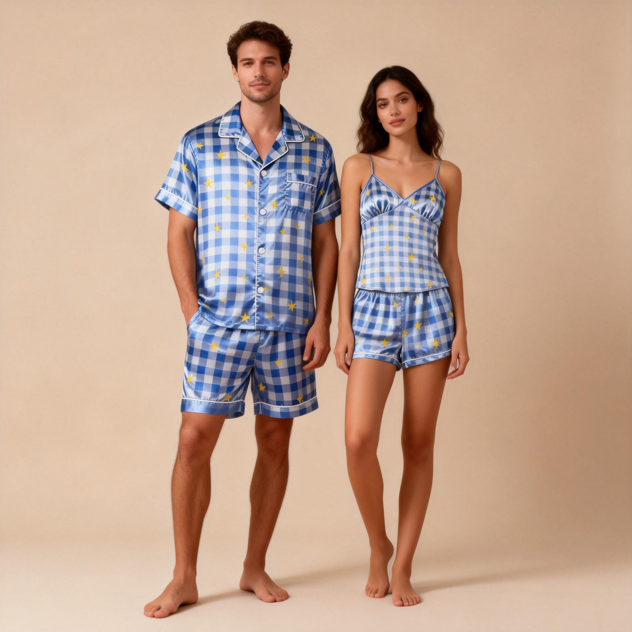 Silky Smooth Sleepwear for Two – Satin Pajama Short Set