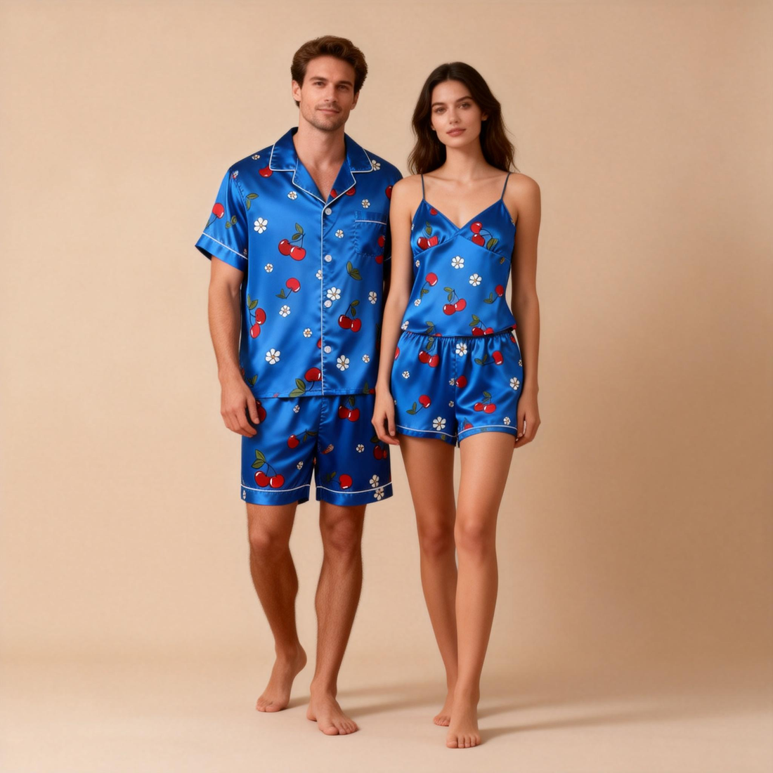 Couple’s Silky Sleep Shorts – Satin Pajama Set