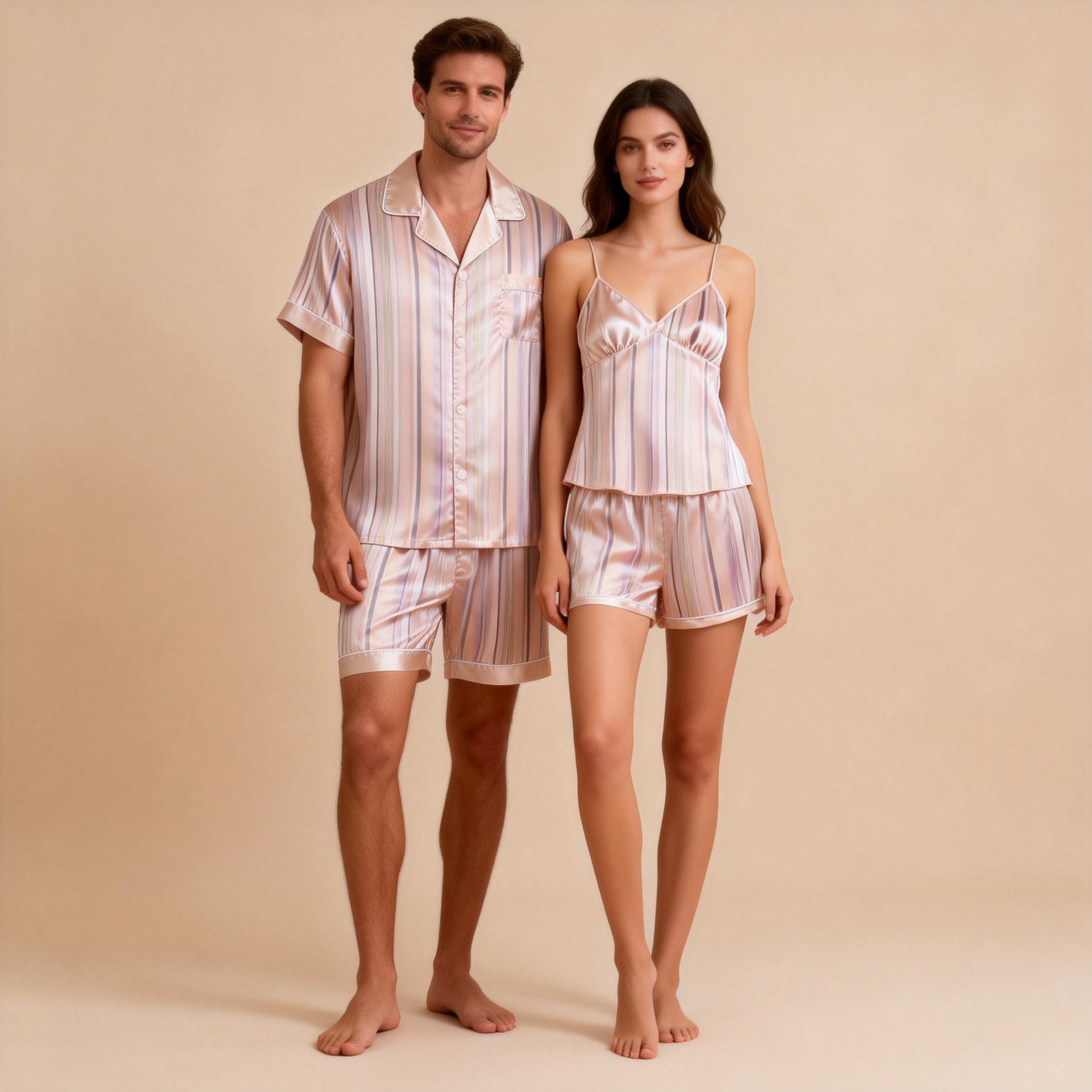 Silky Satin Pajamas for Couples – Light & Breathable