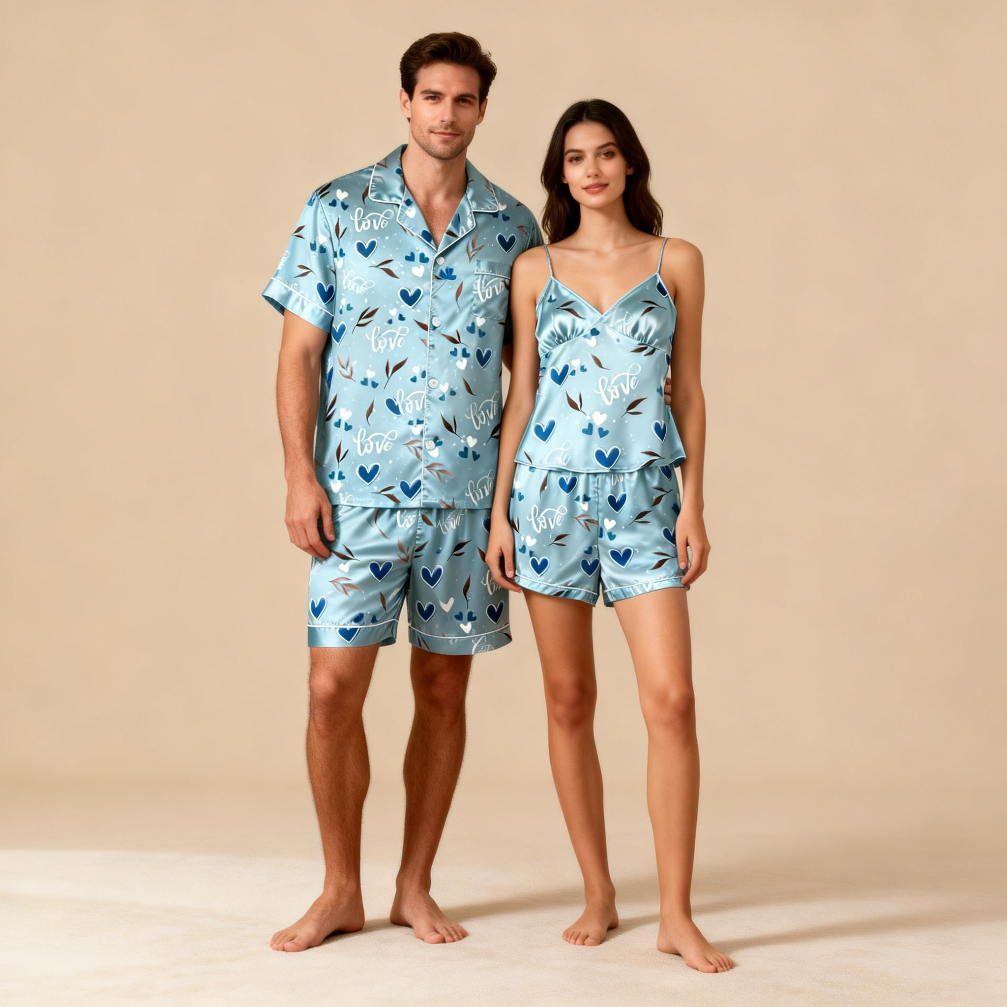 Silky Satin Sleep Set for Couples – Perfect for Warm Nights