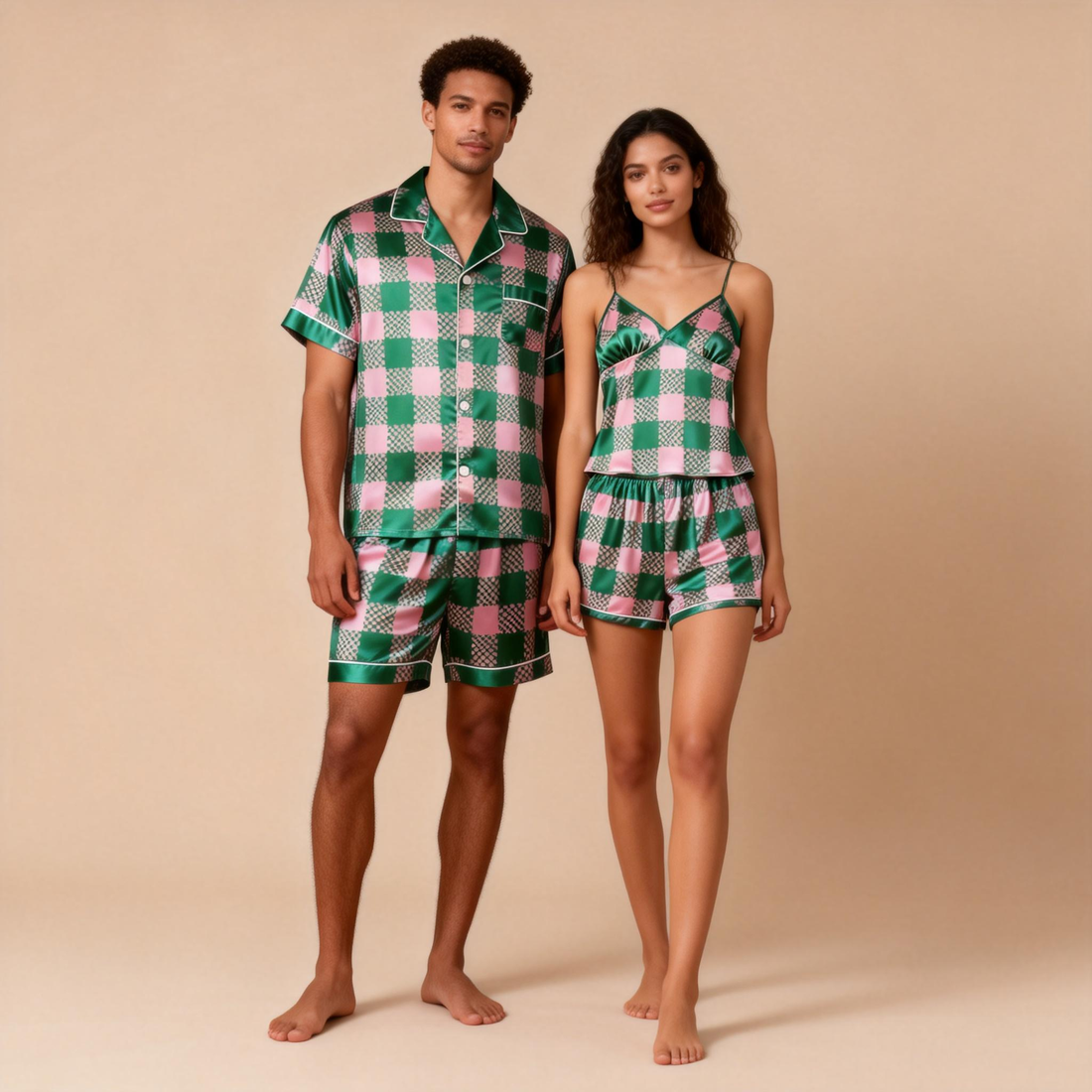 Silky Smooth Couple Sleepwear – Satin Pajama Set