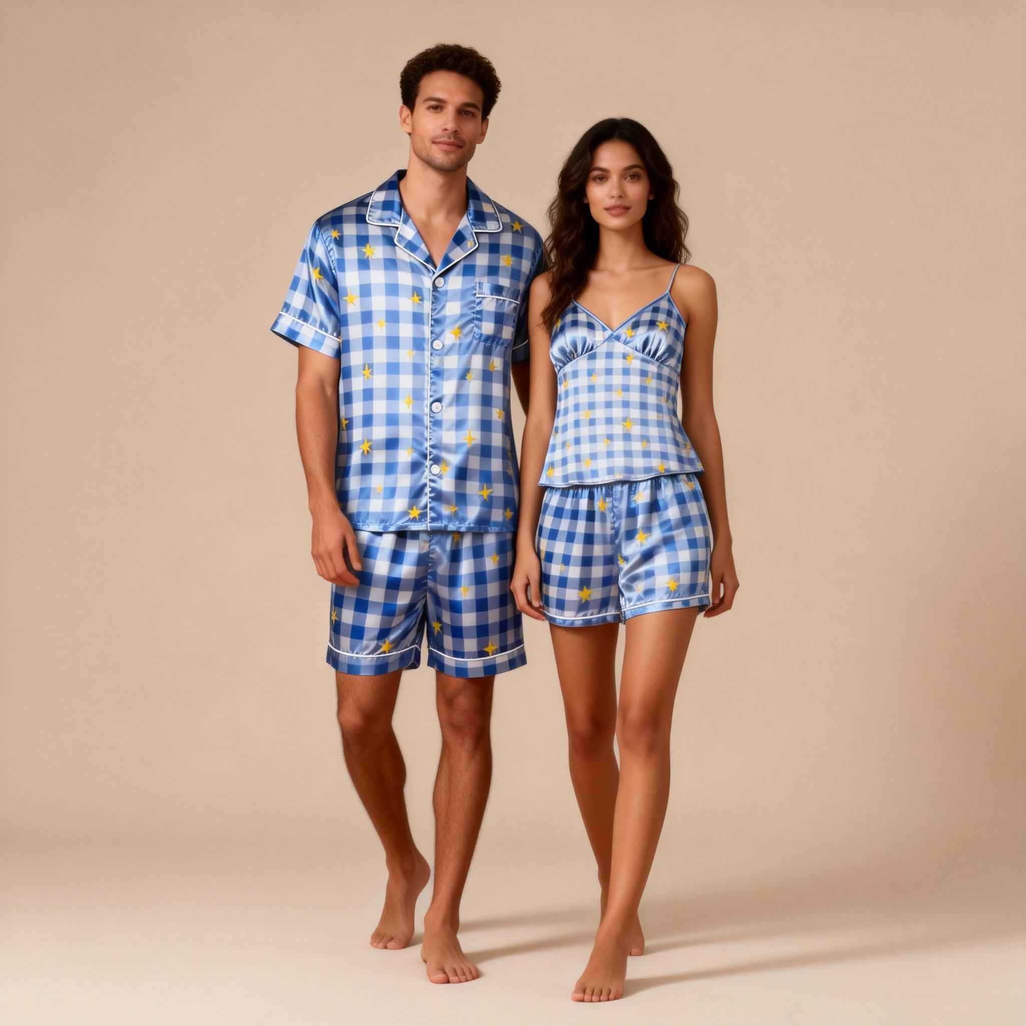 Silky Satin Sleep Set – Short Pajamas for Him & Her