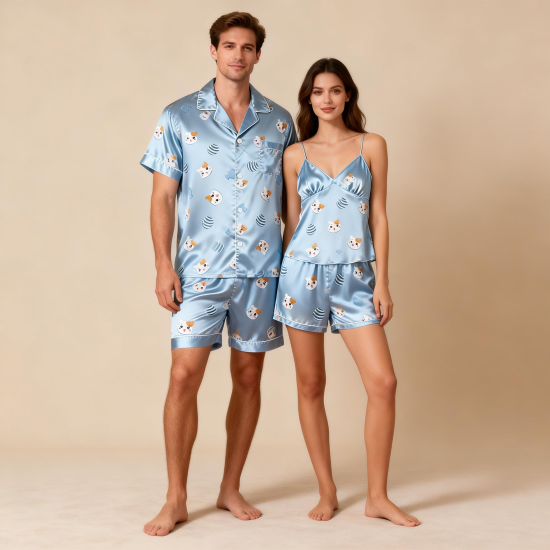 Classic Silky Satin Pajamas for Couples – Gift-Ready Set