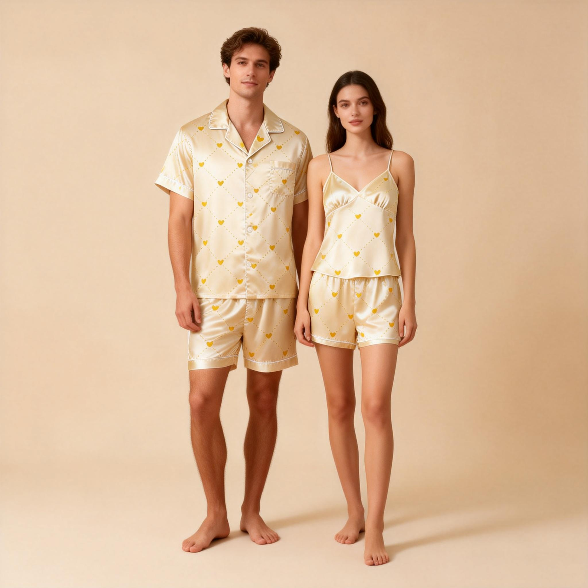 Silky Satin Sleepwear Set for Couples – Lightweight & Chic