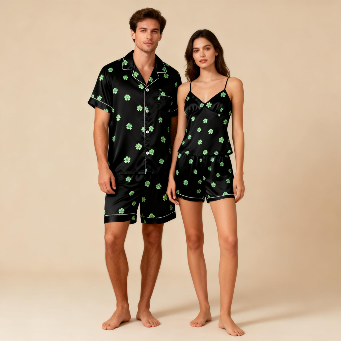 Silky Satin Matching Set for Him & Her – Sleepwear Perfection