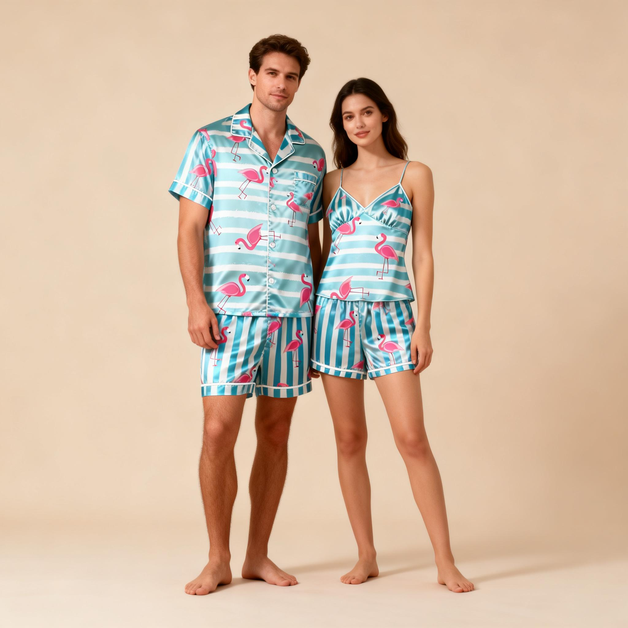 Silky Satin Pajama Set – Classic Couple Sleepwear