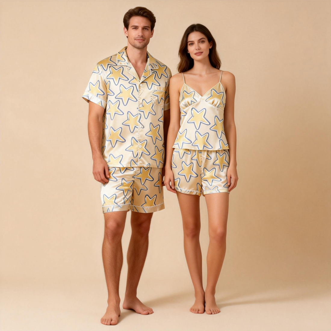 Couple’s Silky Bedtime Set – Satin Pajama Shorts