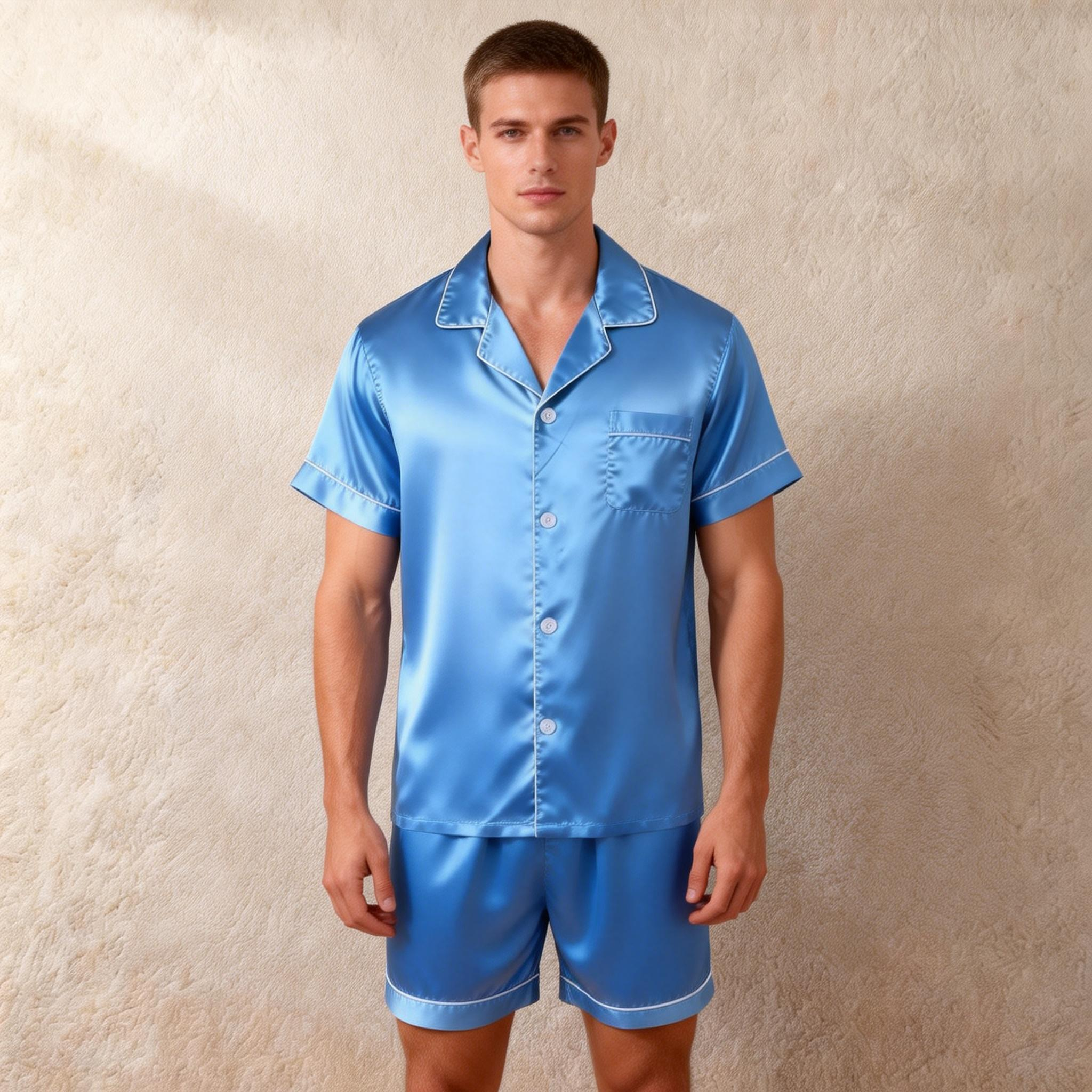 Silky Satin Solid Sleep Set for Men