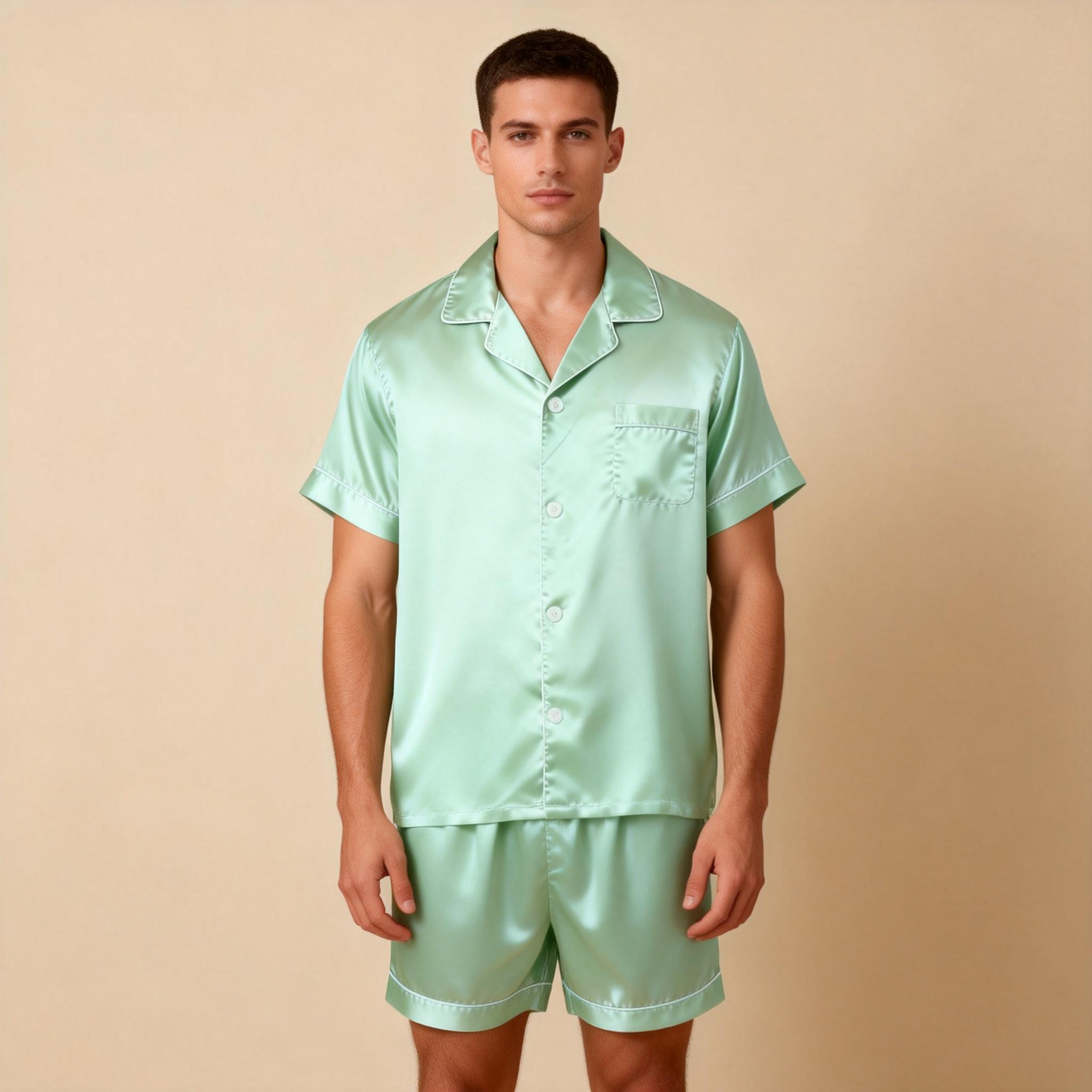 Silky Satin Solid Sleep Set for Men