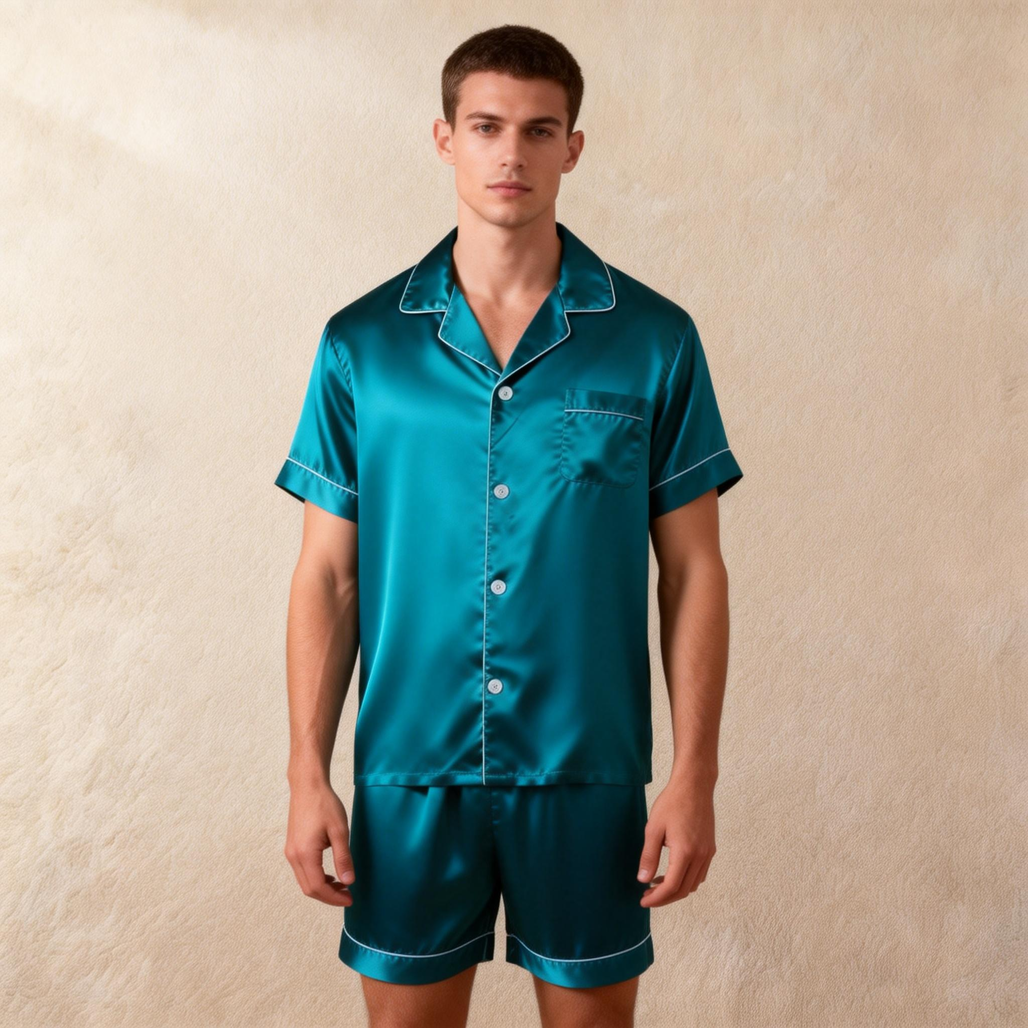 Silky Satin Solid Sleep Set for Men