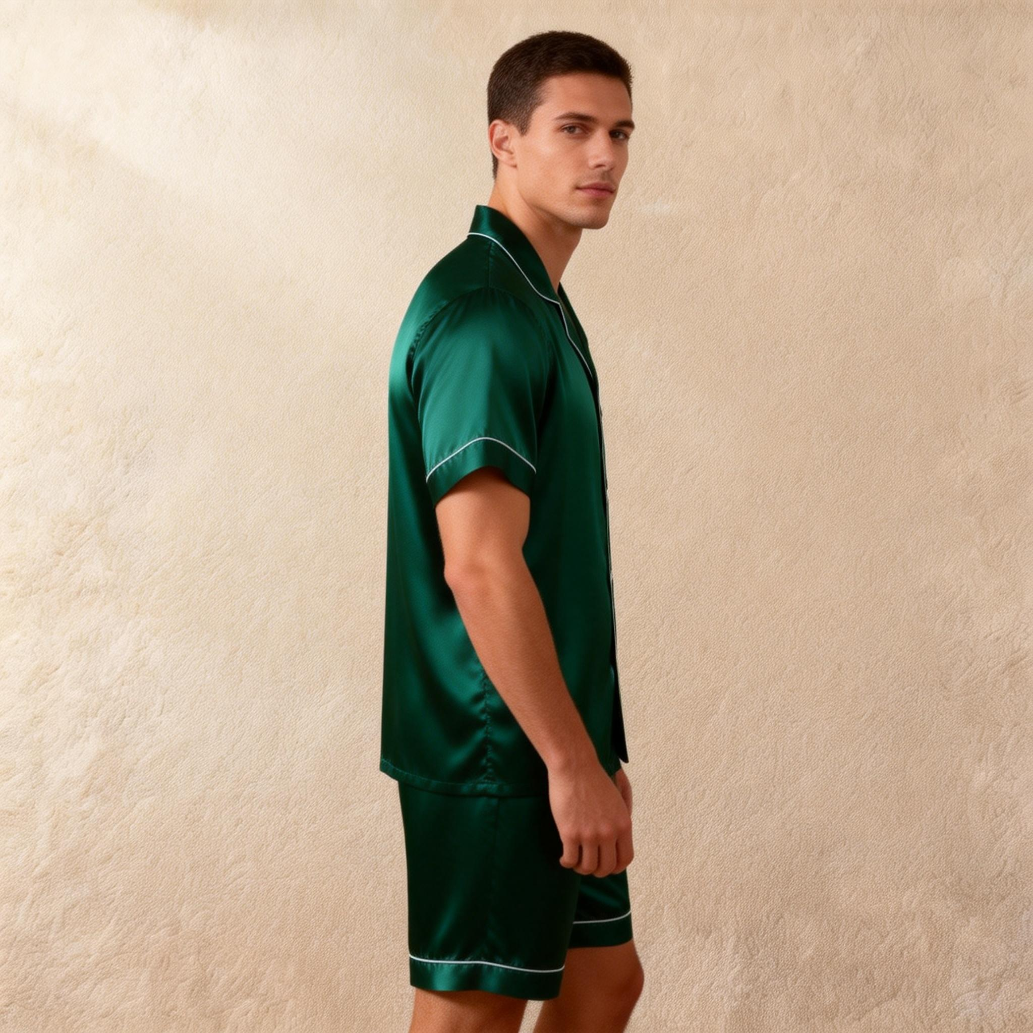 Silky Satin Solid Sleep Set for Men
