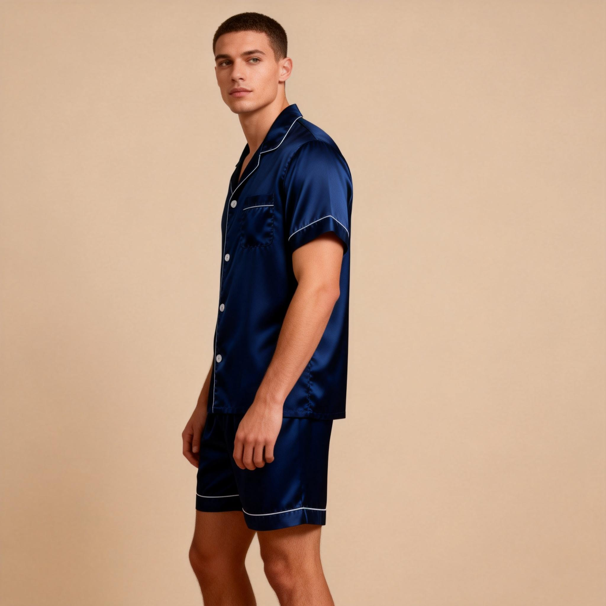 Silky Satin Solid Sleep Set for Men