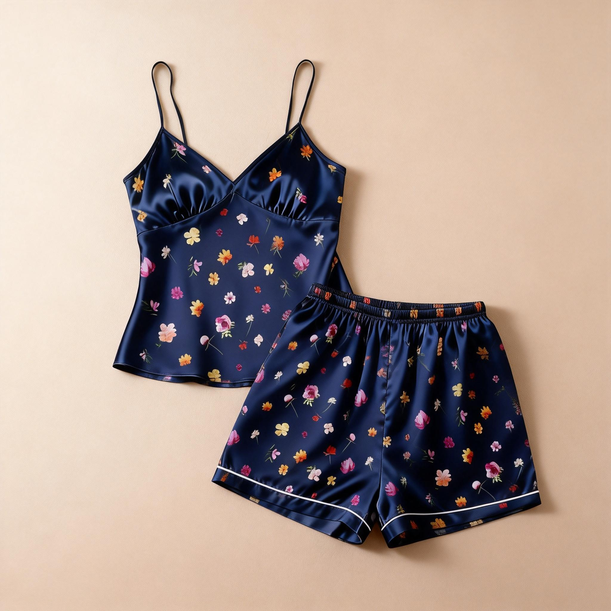 Couple's Nightwear: Classic Satin Pajamas Short Set