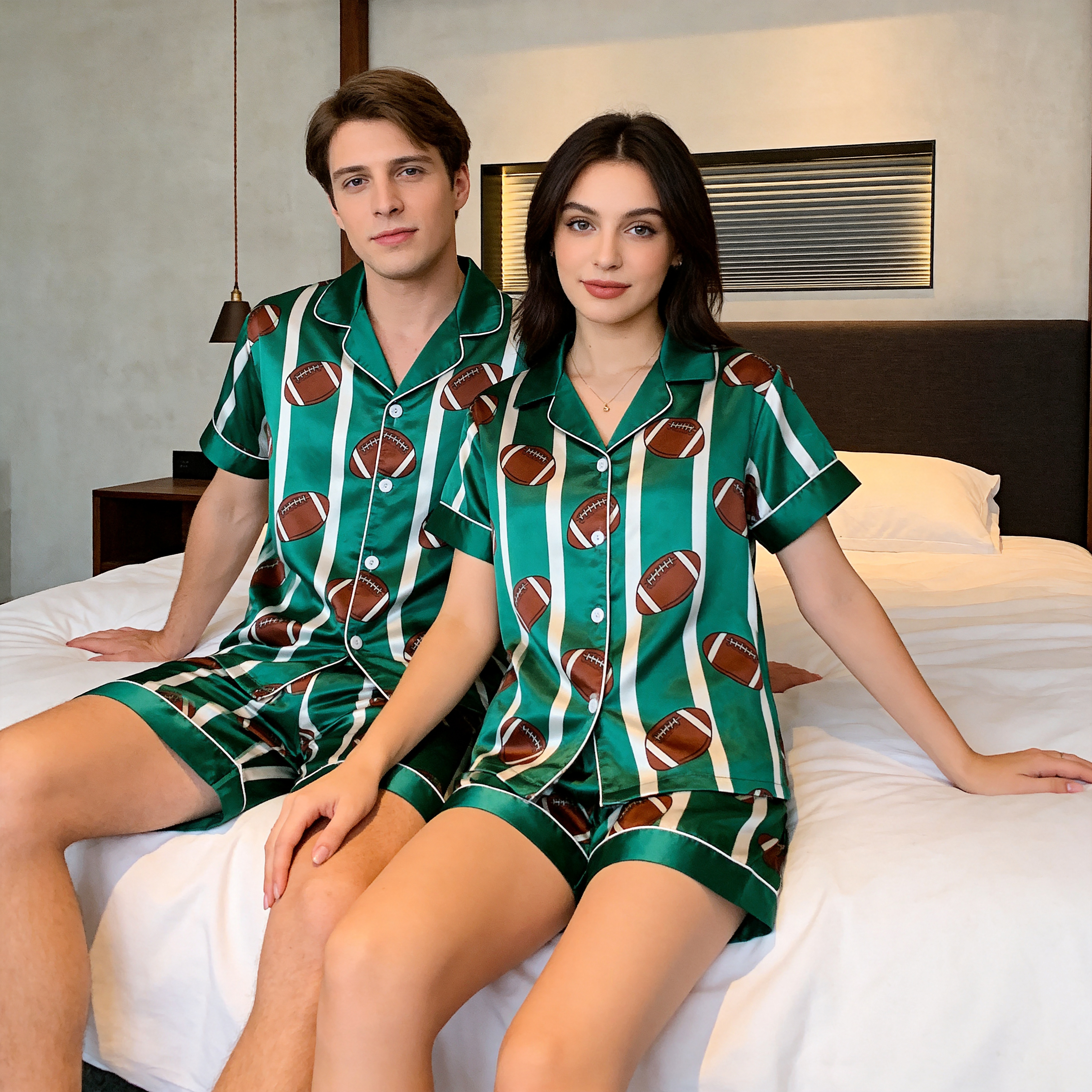 Silky Satin Whimsical Print Pajama Set – Creative Couple Sleepwear