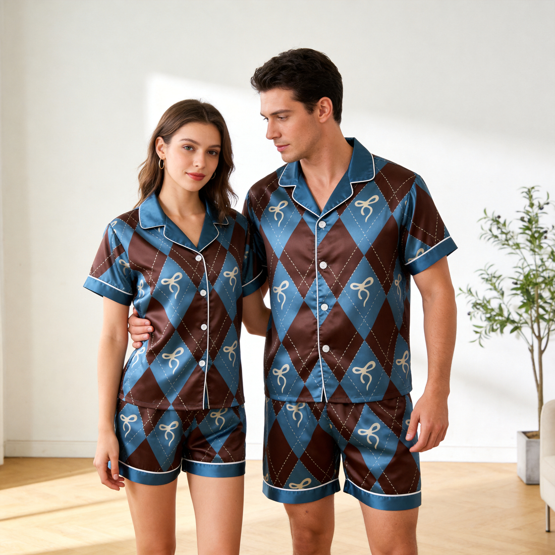 Elegant Vintage Satin Sleepwear – Understated Luxury Couple Set