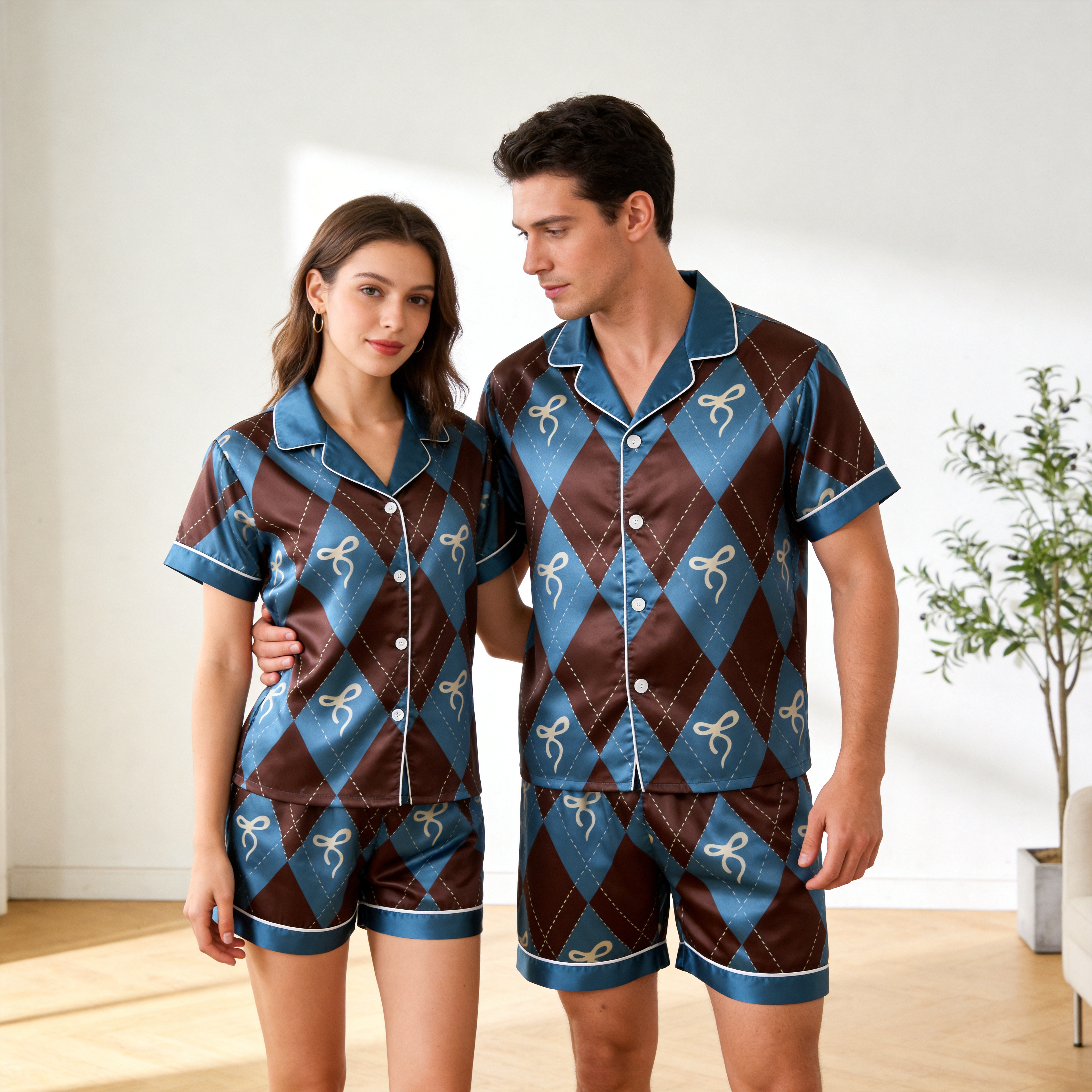 Elegant Vintage Satin Sleepwear – Understated Luxury Couple Set