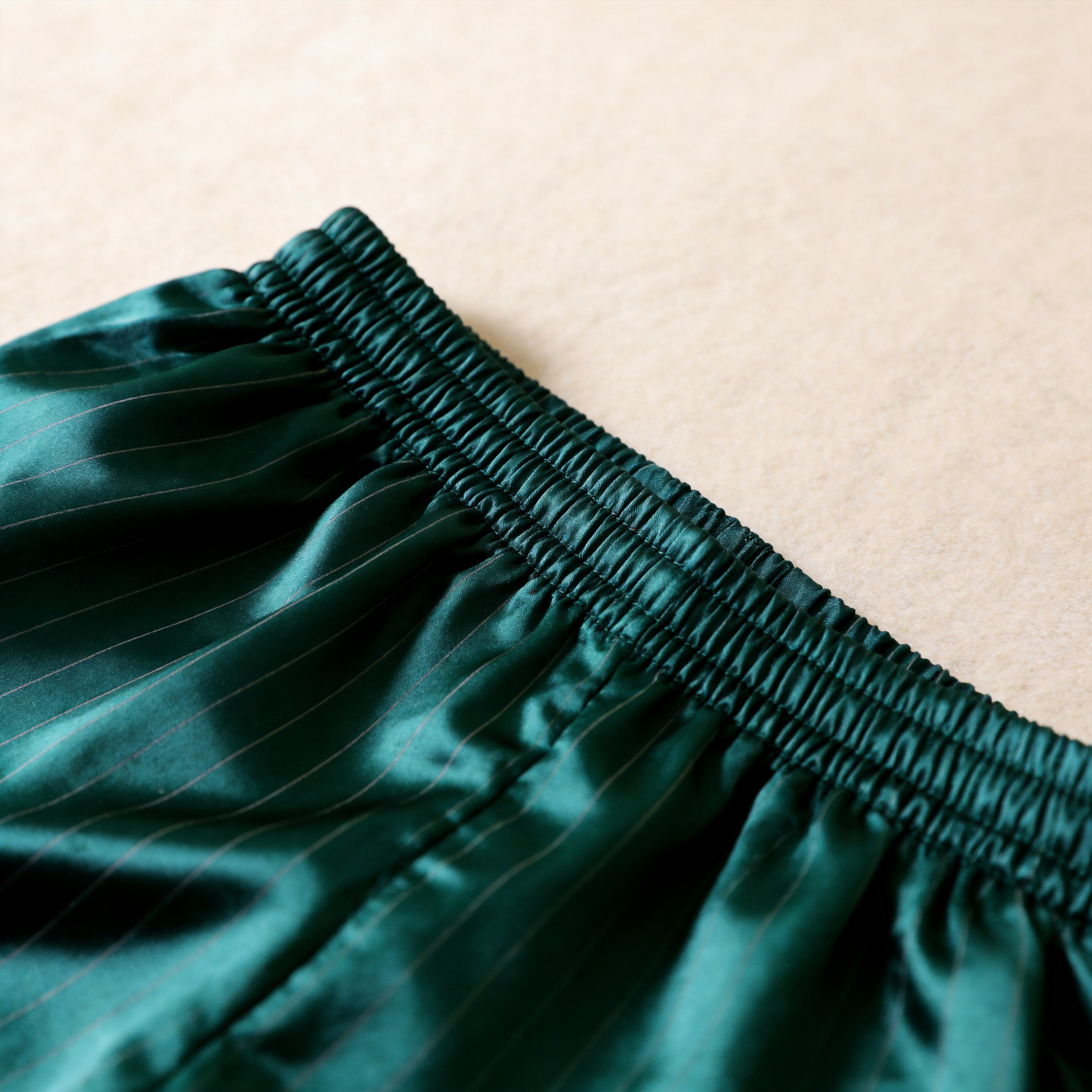 Classic Green Satin Striped Print Pajama Set – Silky Couple Sleepwear