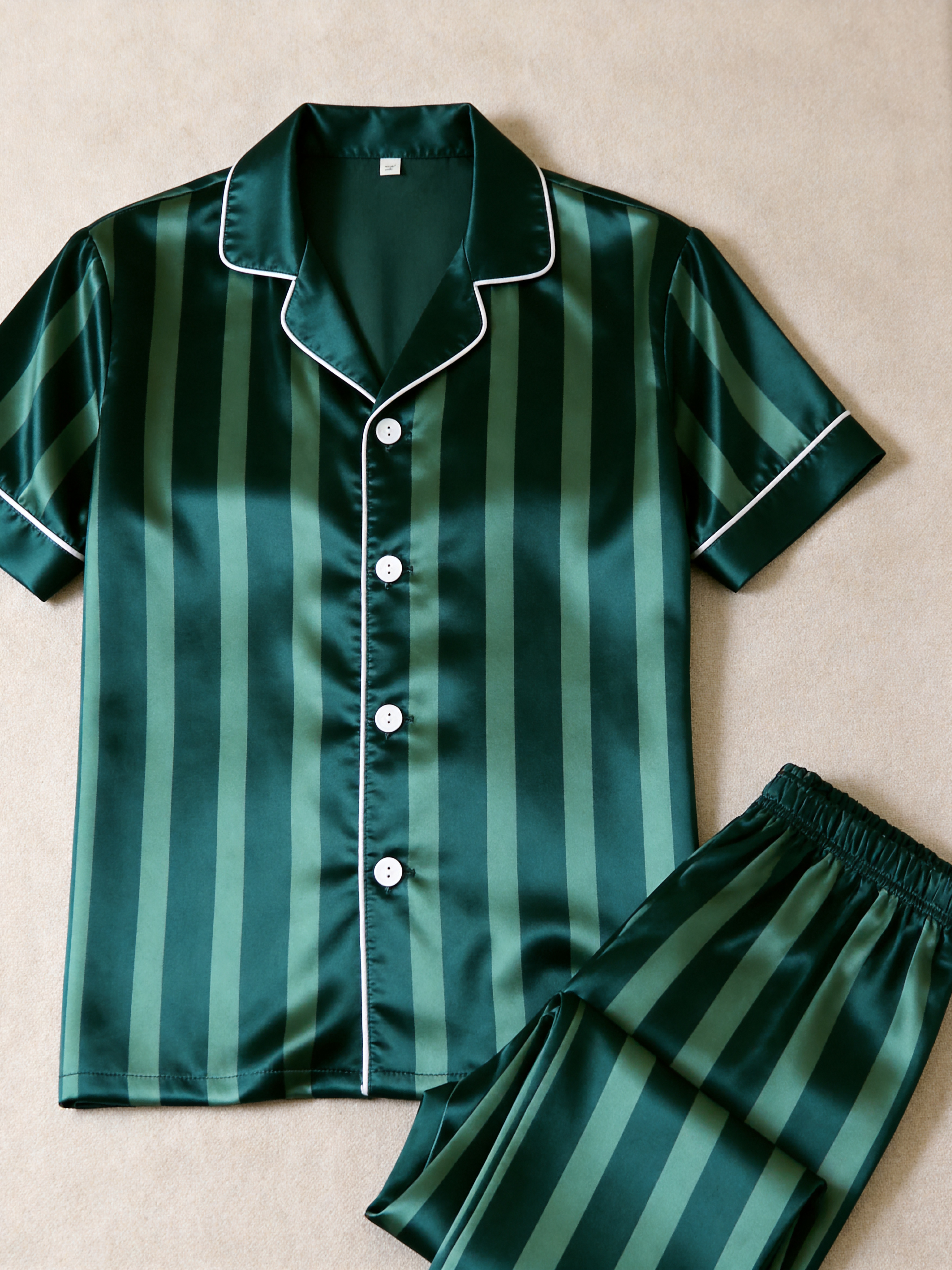 Luxury Vertical Stripe Satin Couples Pajamas