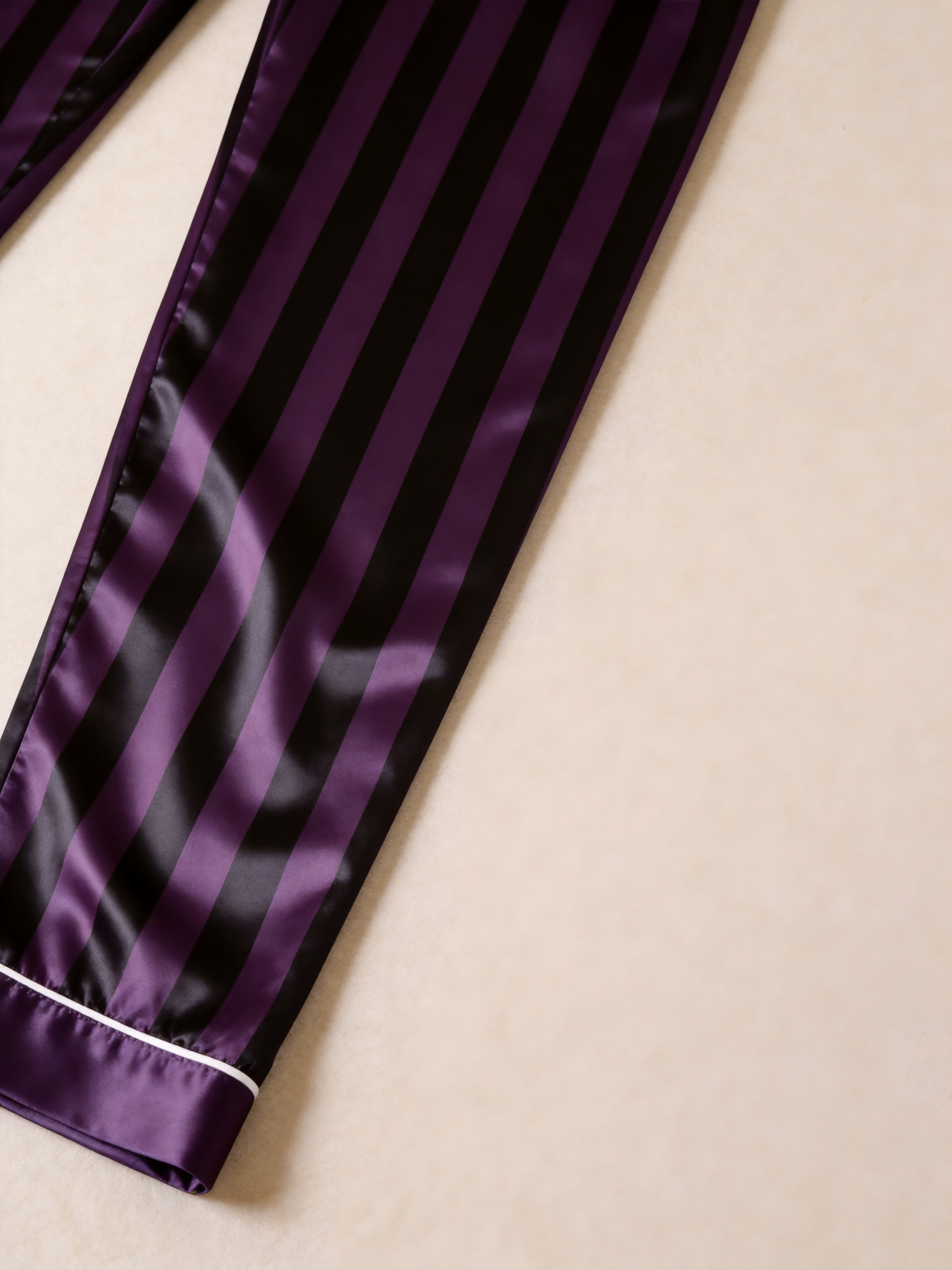Luxury Vertical Stripe Satin Couples Pajamas