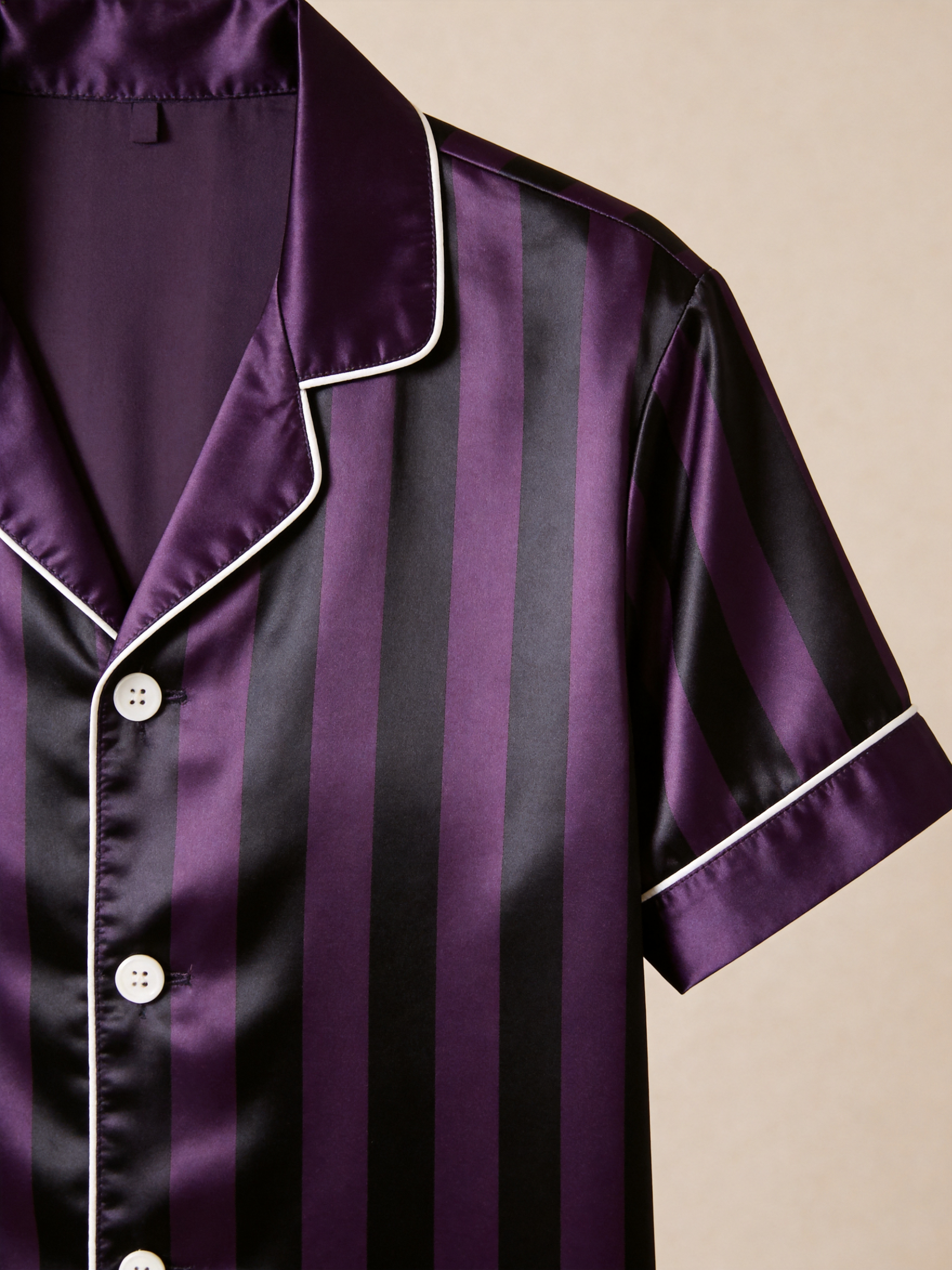 Luxury Vertical Stripe Satin Couples Pajamas