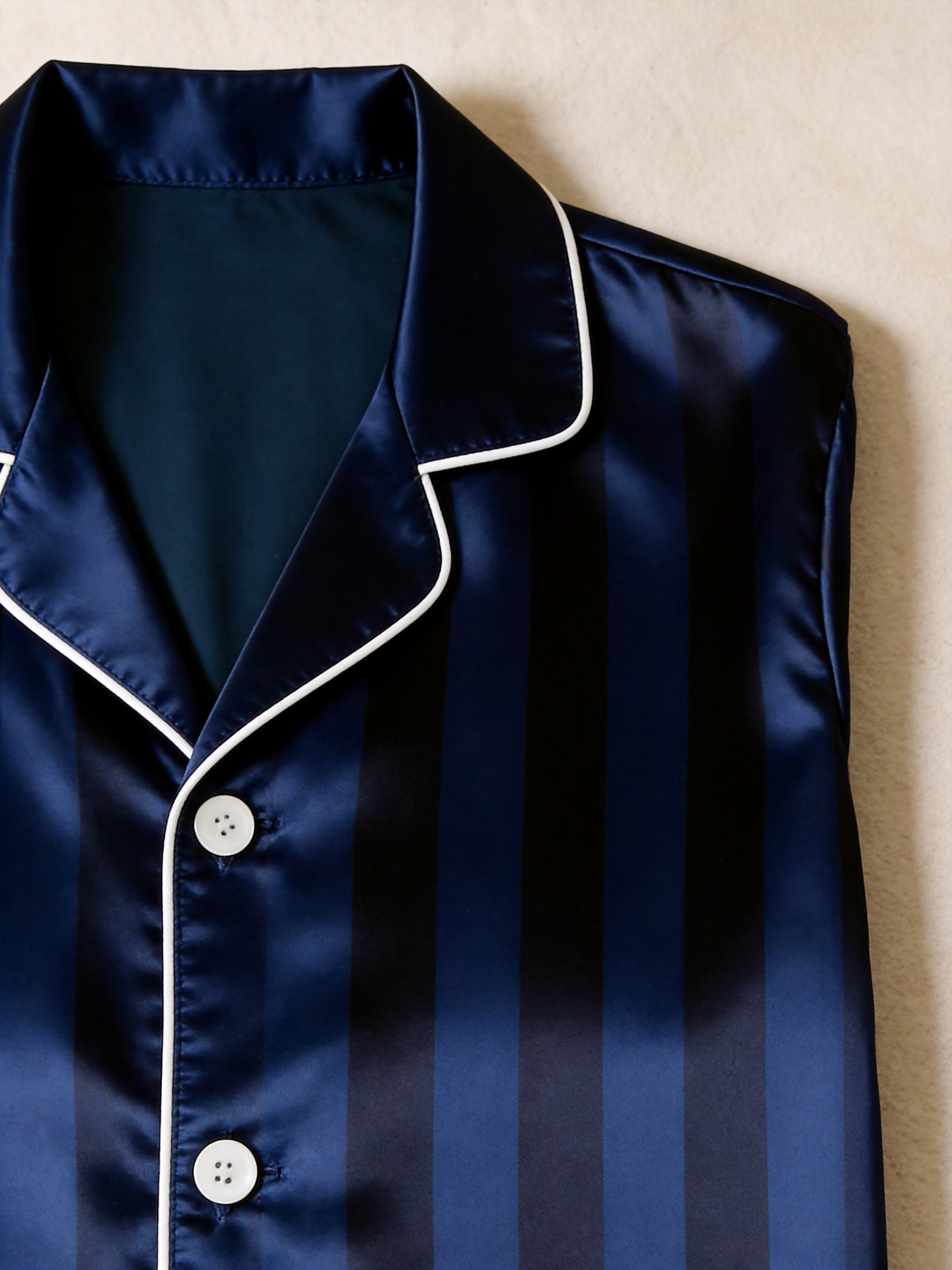 Luxury Vertical Stripe Satin Couples Pajamas