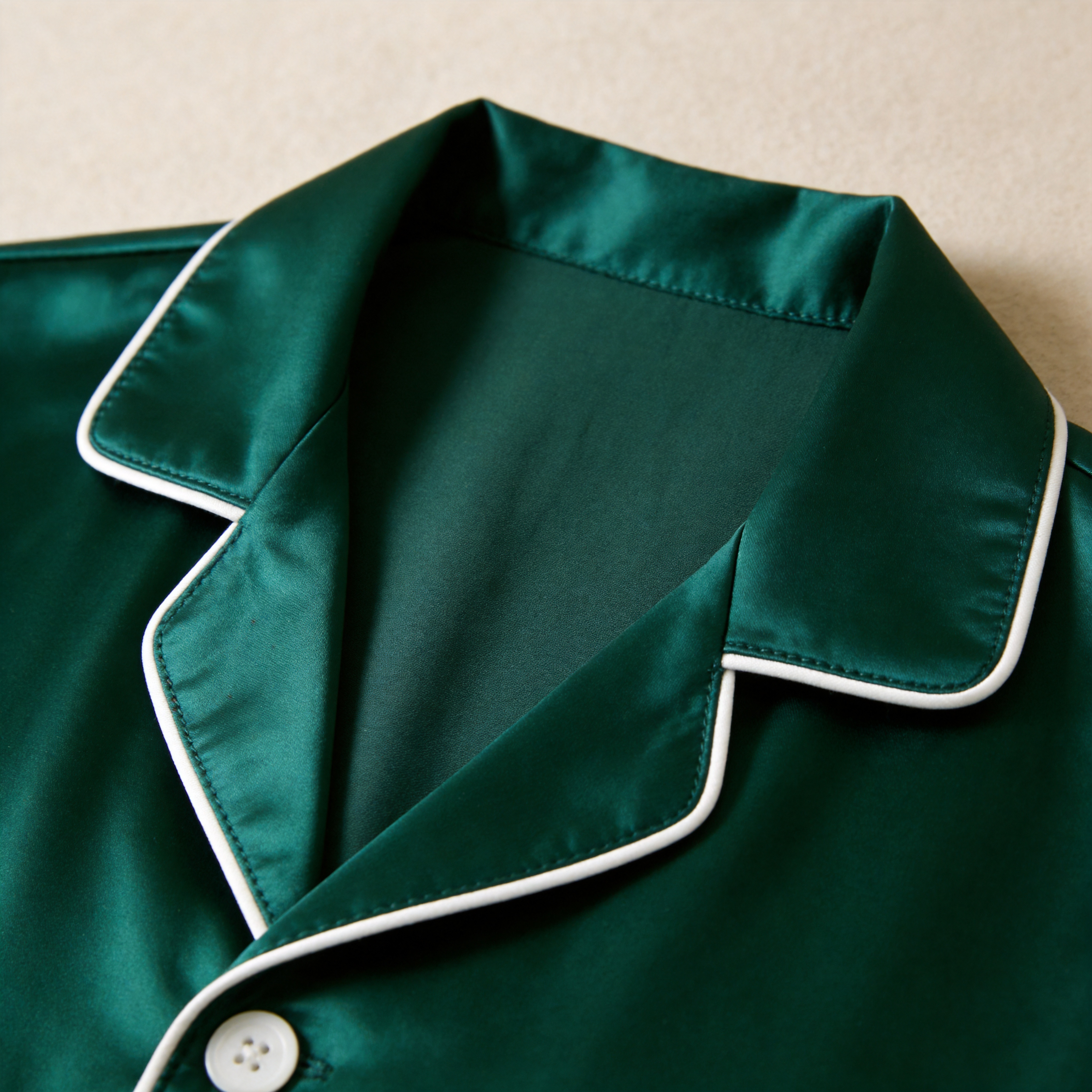 Solid Satin Short Sleeve Couple Button-Down Pajamas