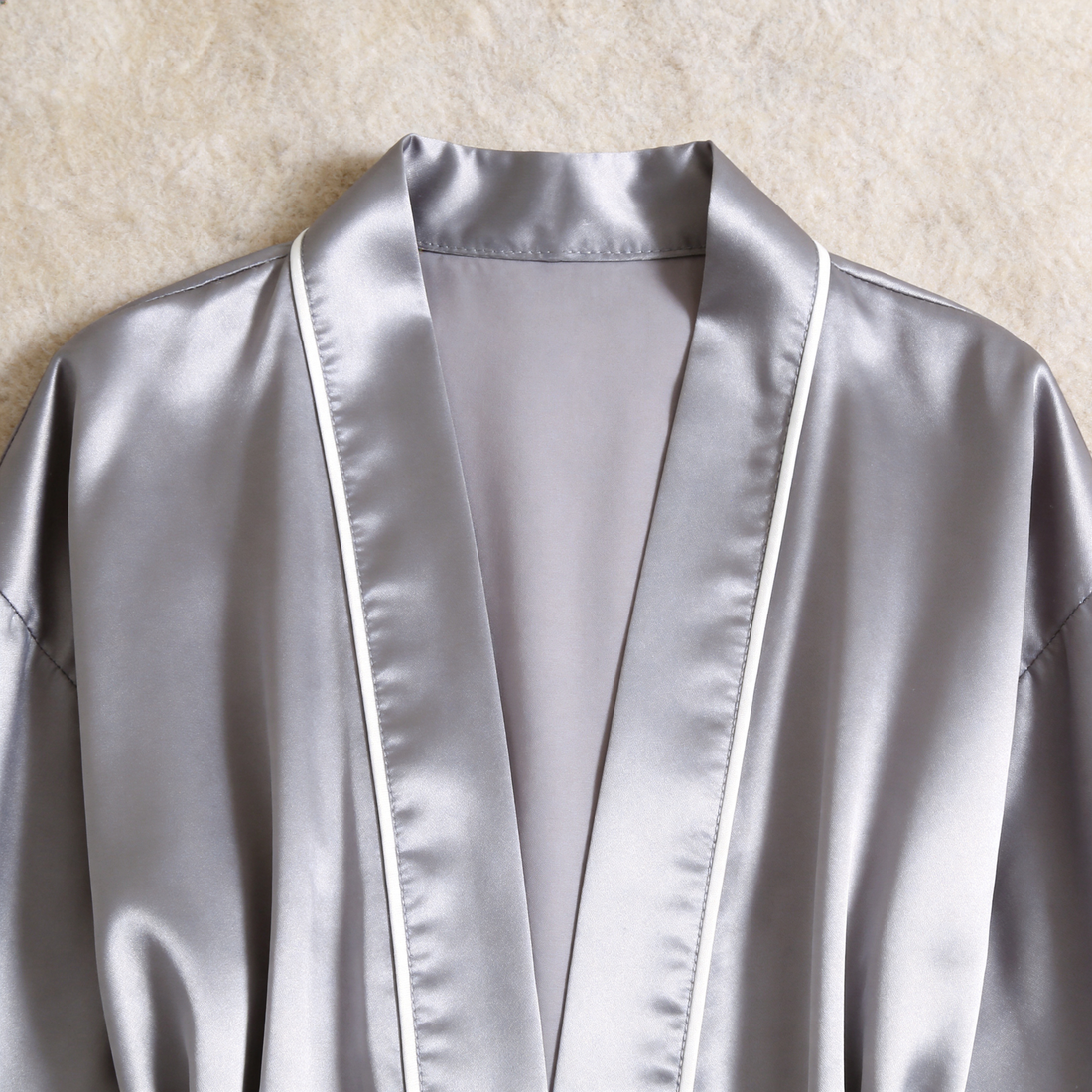 Solid Moonlight Silver Satin 3-Piece Sleepwear Set for Women - Robe, Camisole & Shorts
