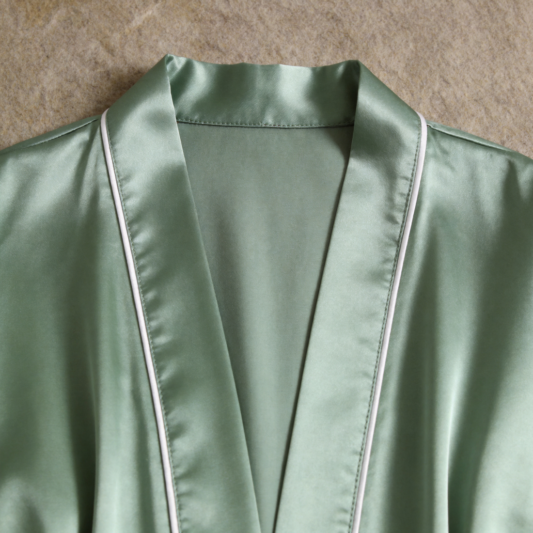Solid Sage Green Silky Satin Sleepwear Set - Women's Cozy Camisole, Long Pants & Matching Robe